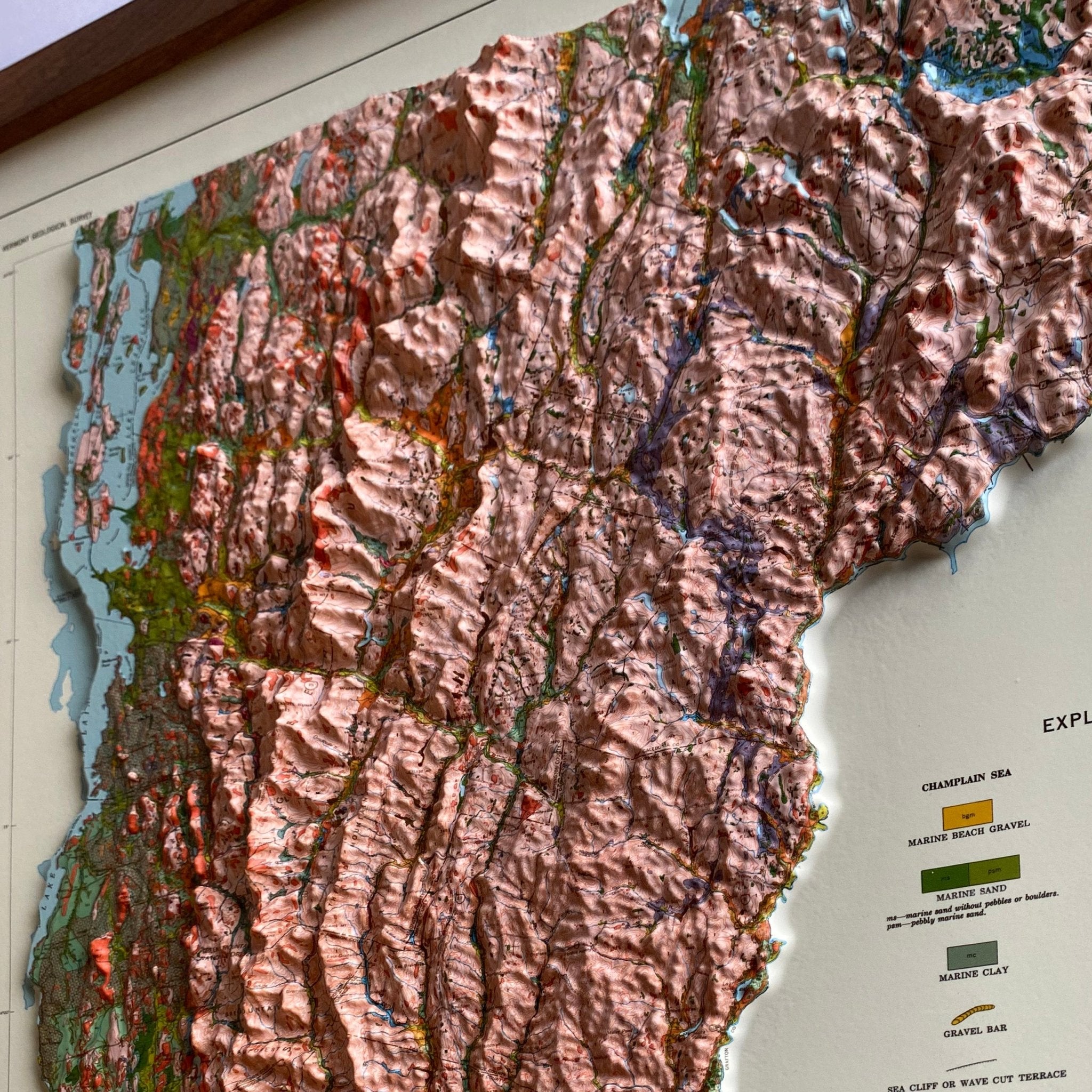 Vermont 1970 3D Raised Relief Map - Muir Way - 3D