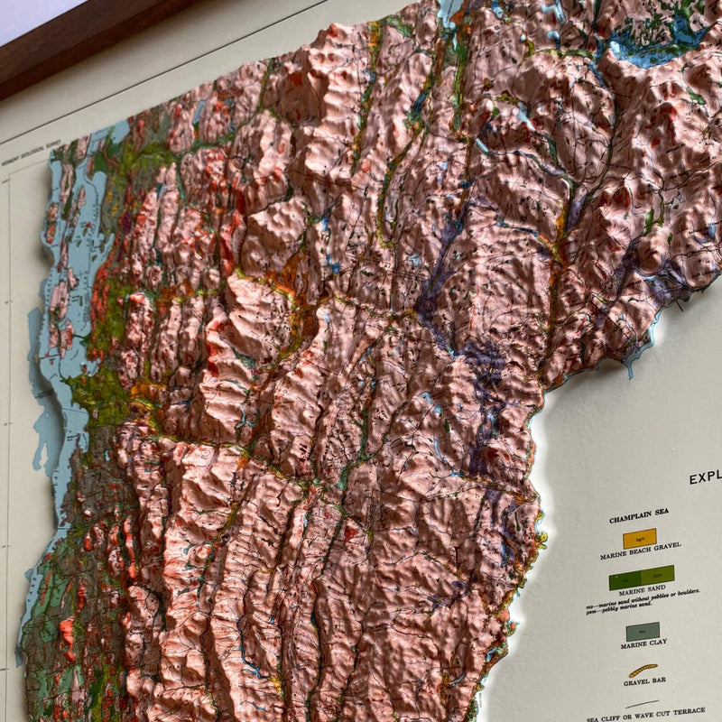 Vermont 1970 3D Raised Relief Map - Muir Way - 3D