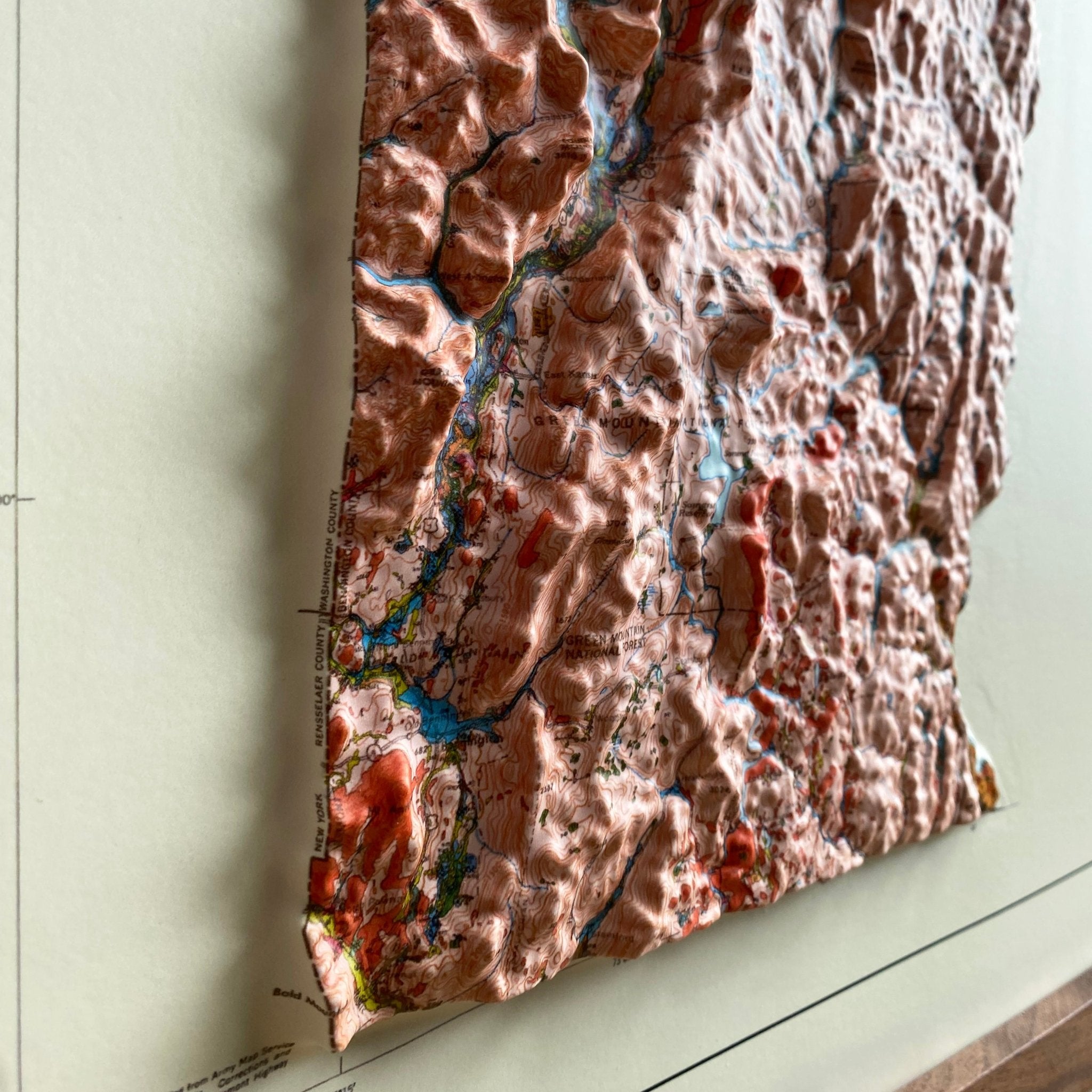 Vermont 1970 3D Raised Relief Map - Muir Way - 3D