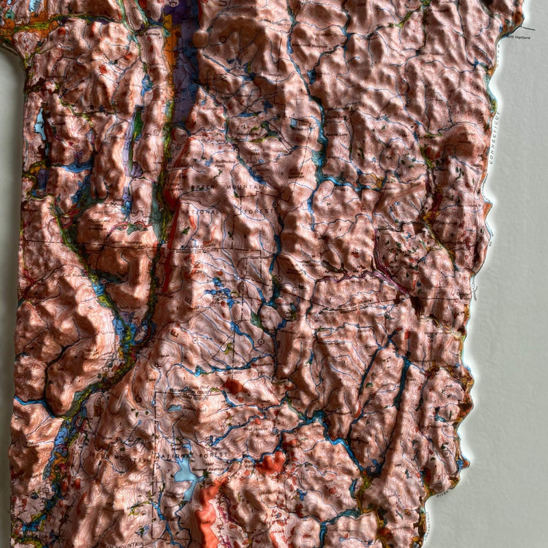 Vermont 1970 3D Raised Relief Map - Muir Way - 3D