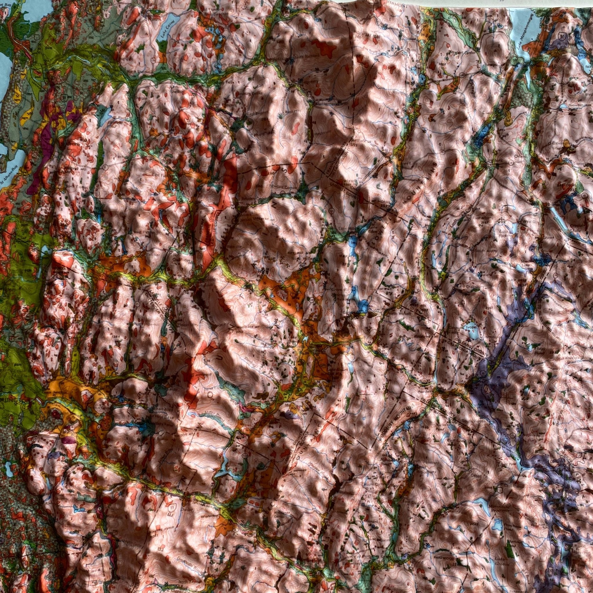 Vermont 1970 3D Raised Relief Map - Muir Way - 3D