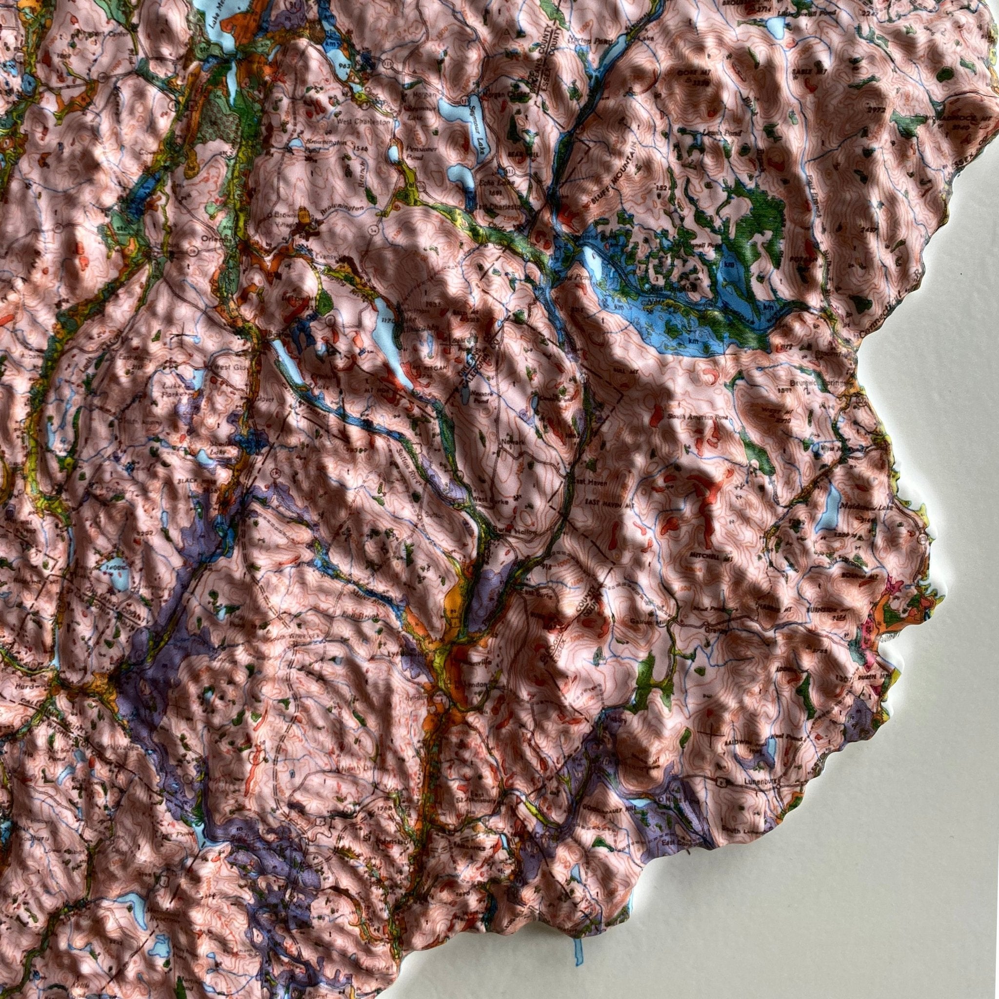 Vermont 1970 3D Raised Relief Map - Muir Way - 3D