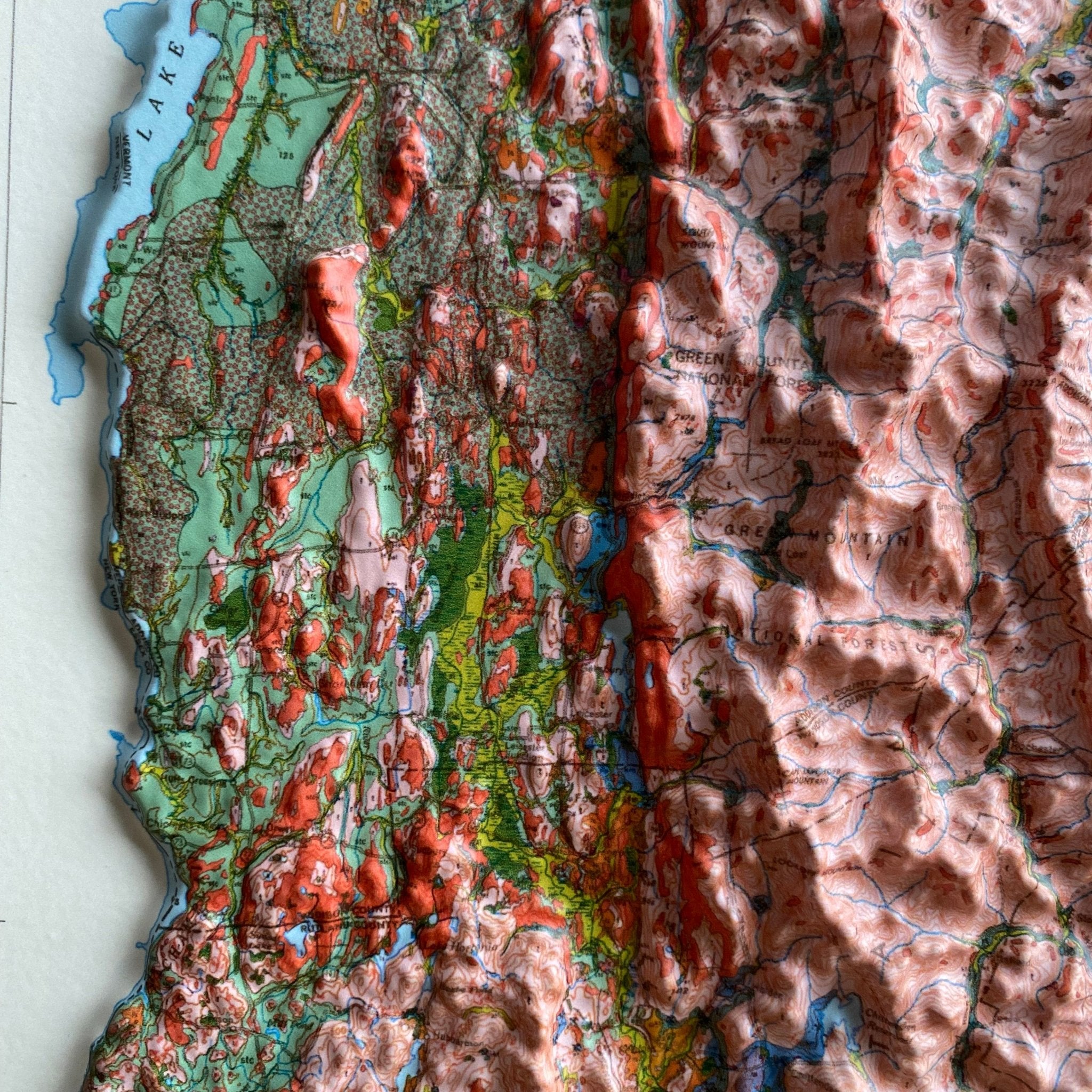 Vermont 1970 3D Raised Relief Map - Muir Way - 3D