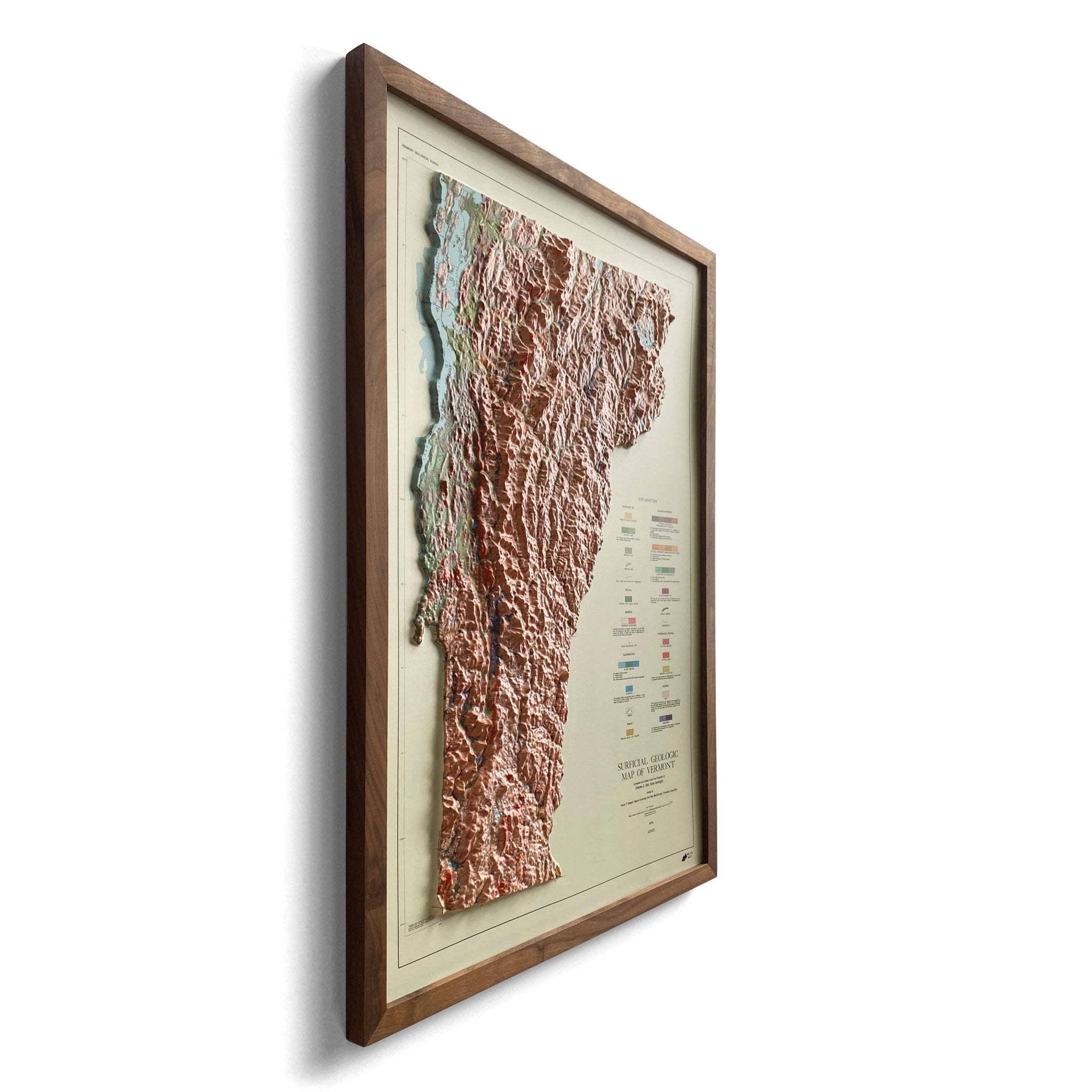 Vermont 1970 3D Raised Relief Map - Muir Way - 3D