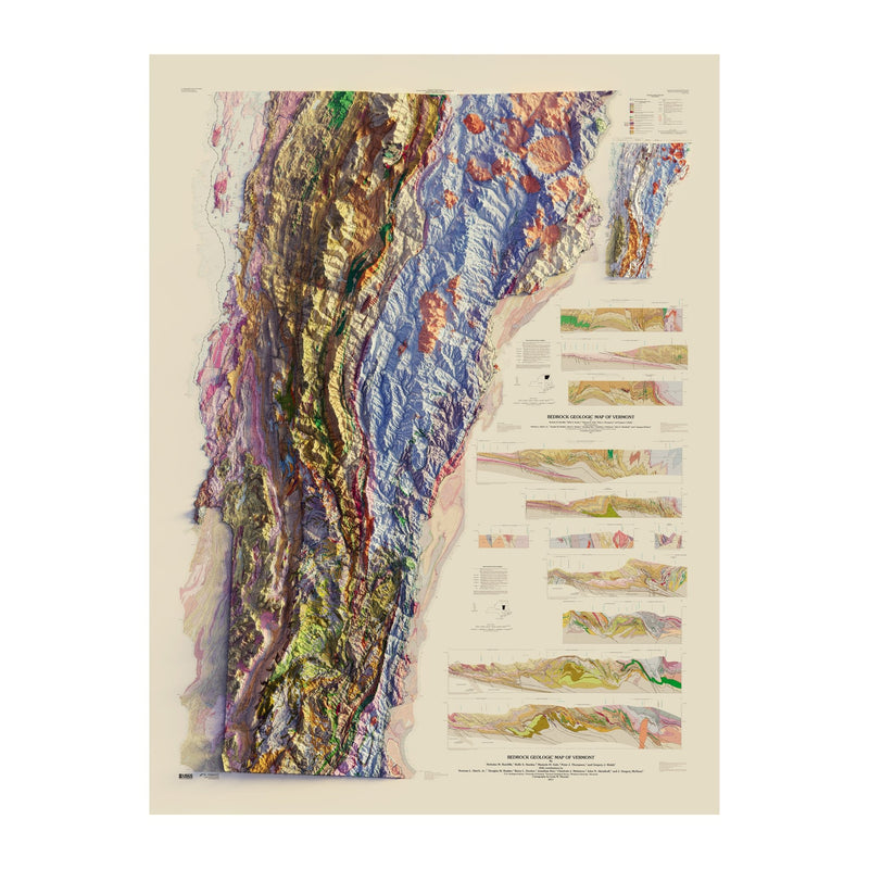 Vermont 2011 Shaded Relief Map - Muir Way - Vintage Relief