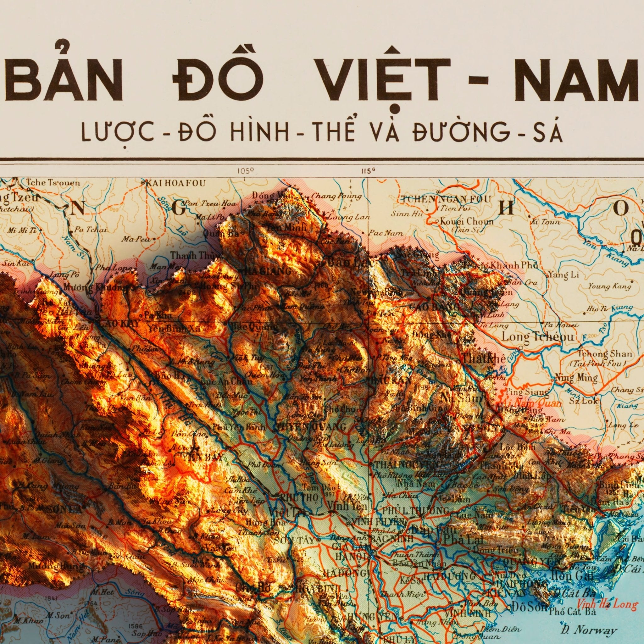 Vietnam 1966 Shaded Relief Map - Muir Way - Vintage Relief
