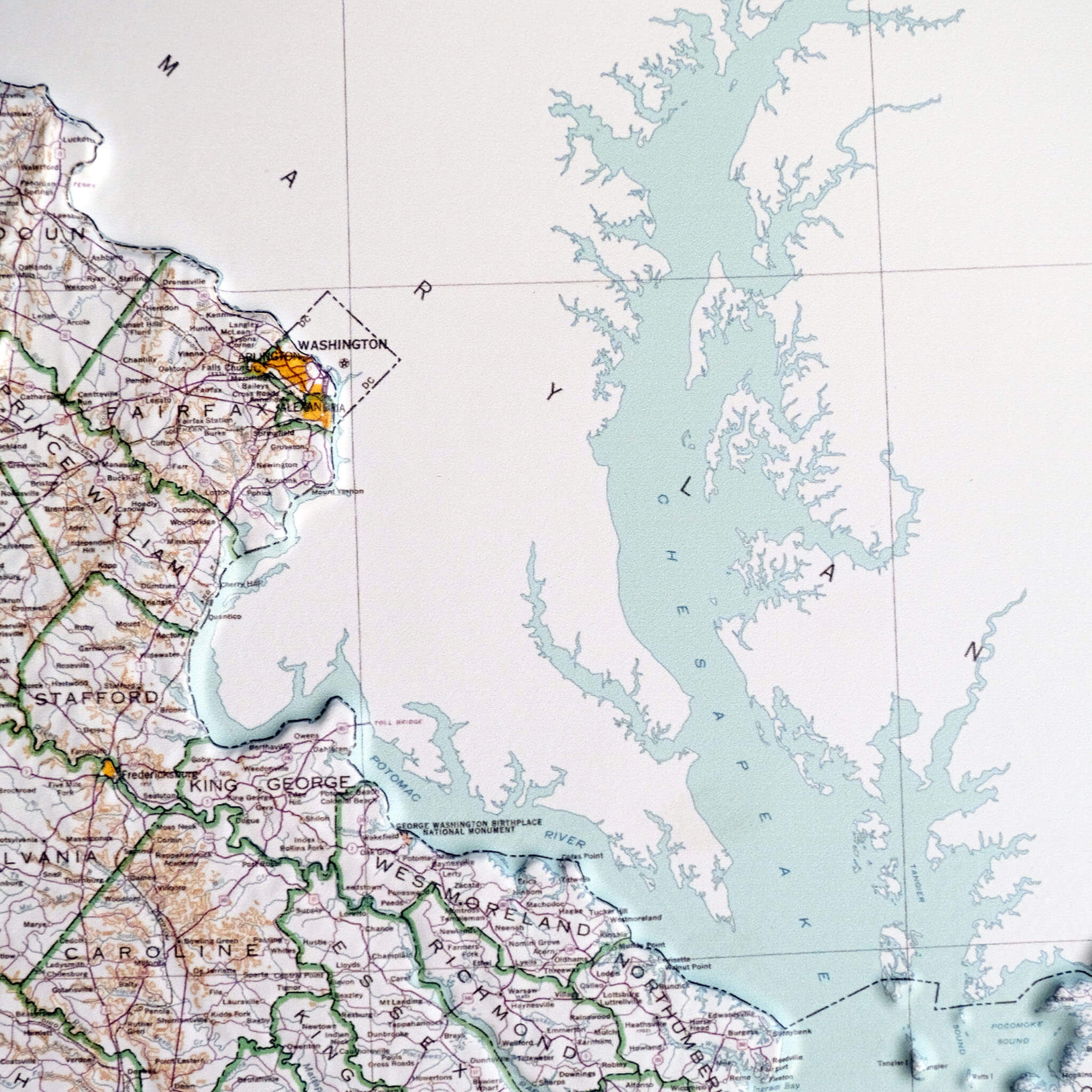 Virginia 1957 3D Raised Relief Map - Muir Way - 3D