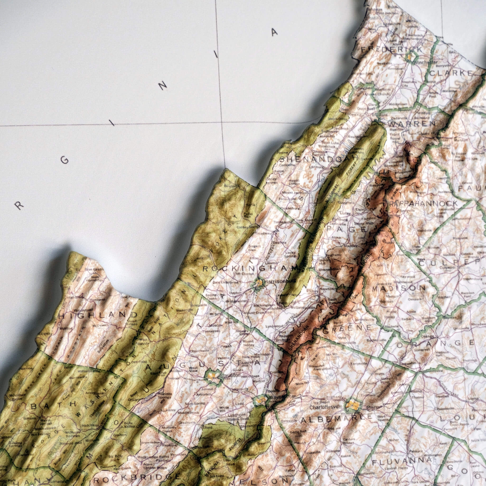 Virginia 1957 3D Raised Relief Map - Muir Way - 3D