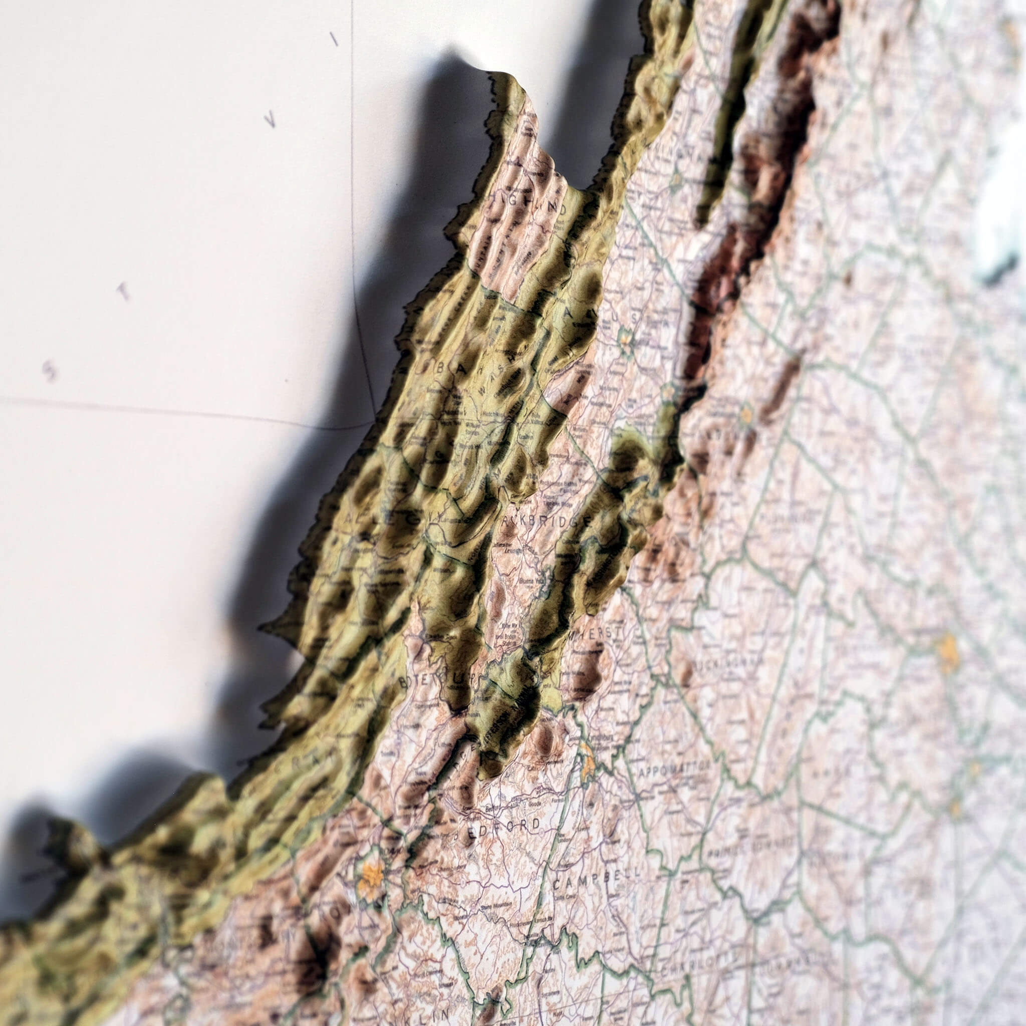 Virginia 1957 3D Raised Relief Map - Muir Way - 3D