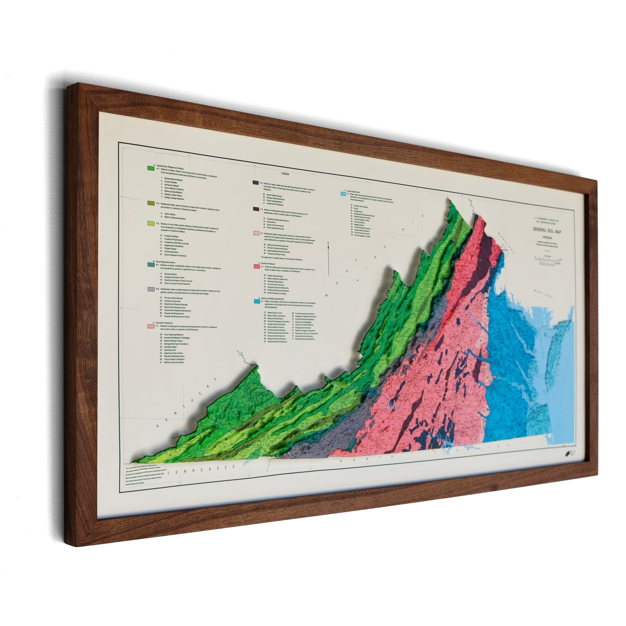 Virginia 1979 3D Raised Relief Map - Muir Way - 3D