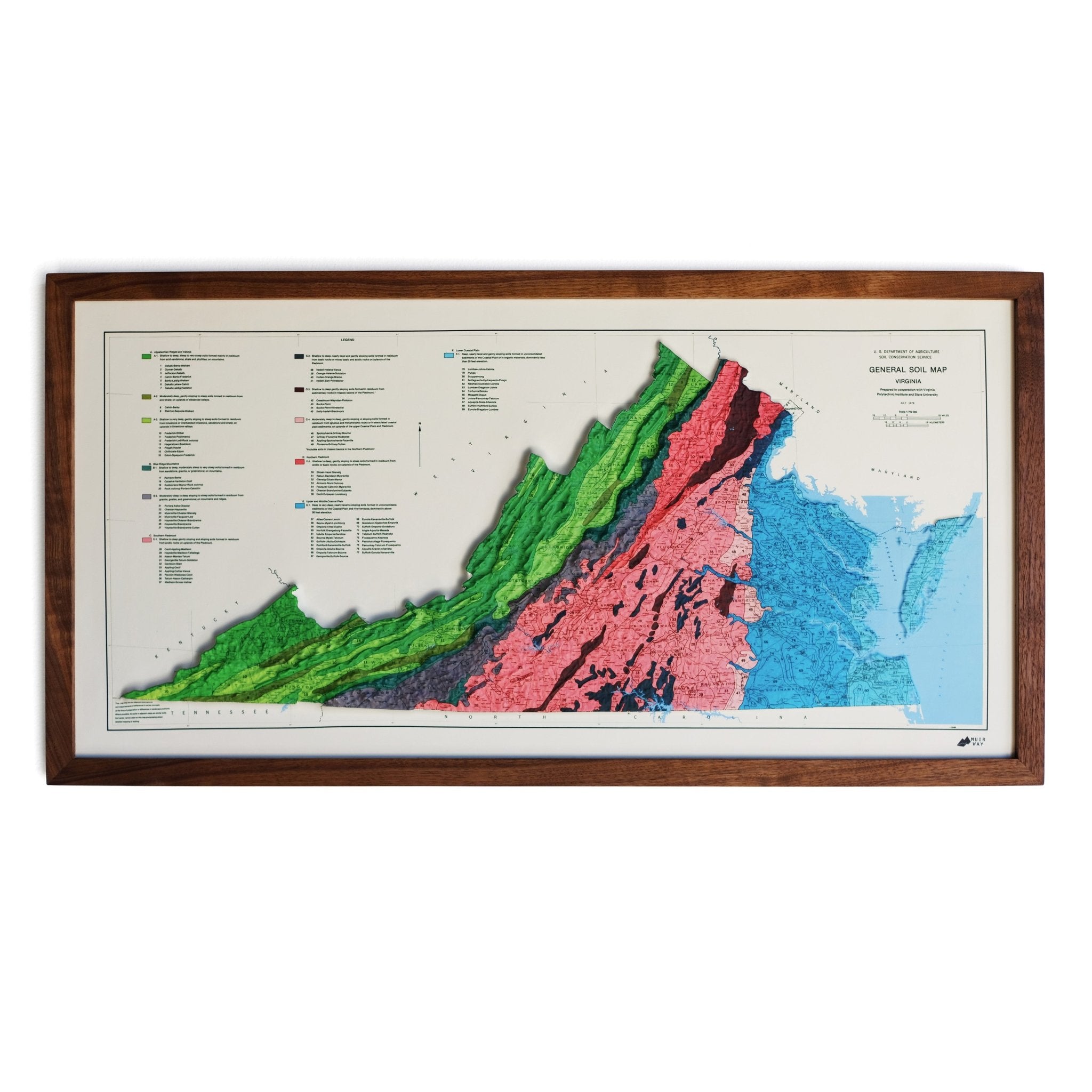 Virginia 1979 3D Raised Relief Map - Muir Way - 3D