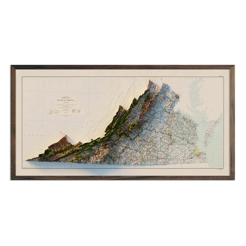 Virginia 1957 Shaded Relief Map - Muir Way - Vintage Relief