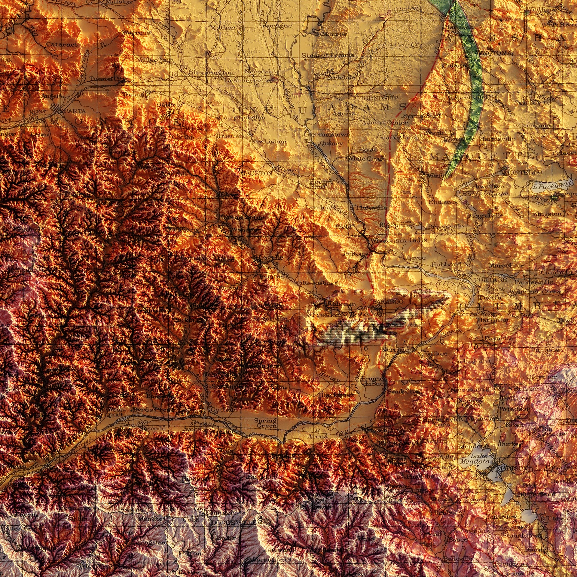 Vintage Wisconsin Relief Map (1965) | Muir Way