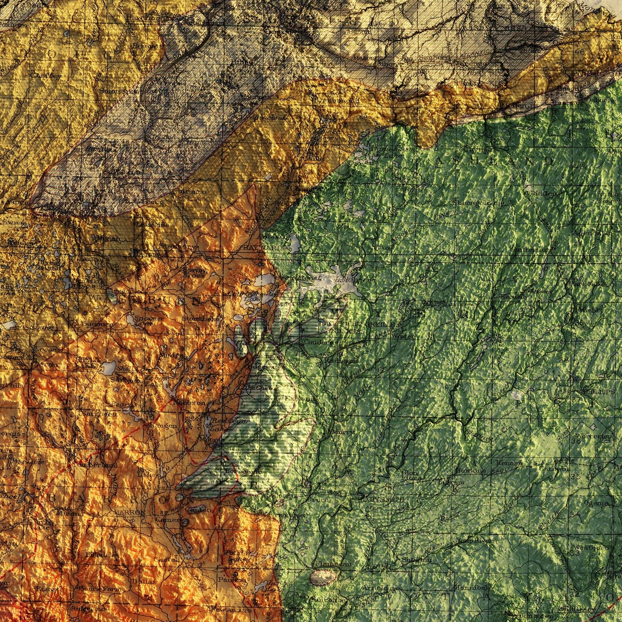 Wisconsin 1965 Shaded Relief Map - Muir Way - Vintage Relief