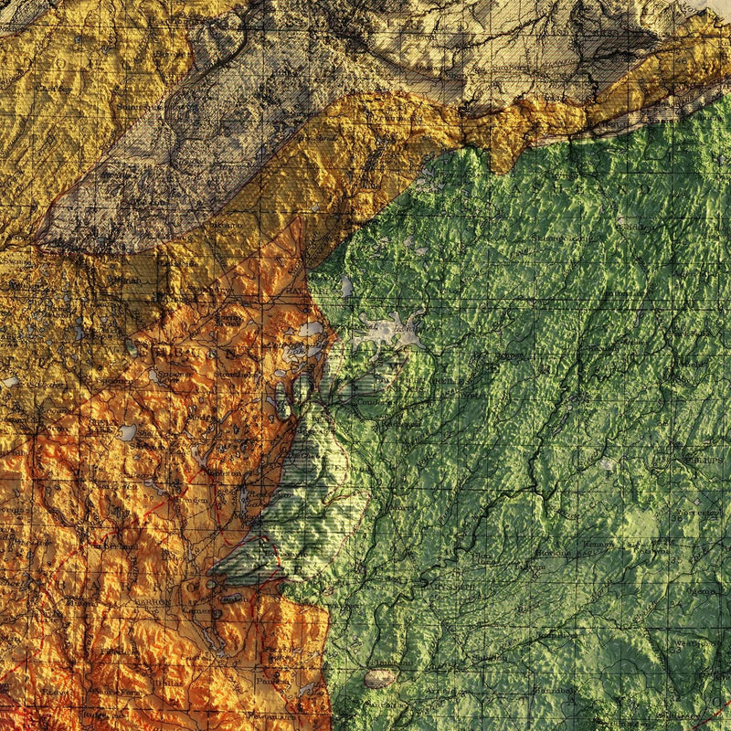 Wisconsin 1965 Shaded Relief Map - Muir Way - Vintage Relief