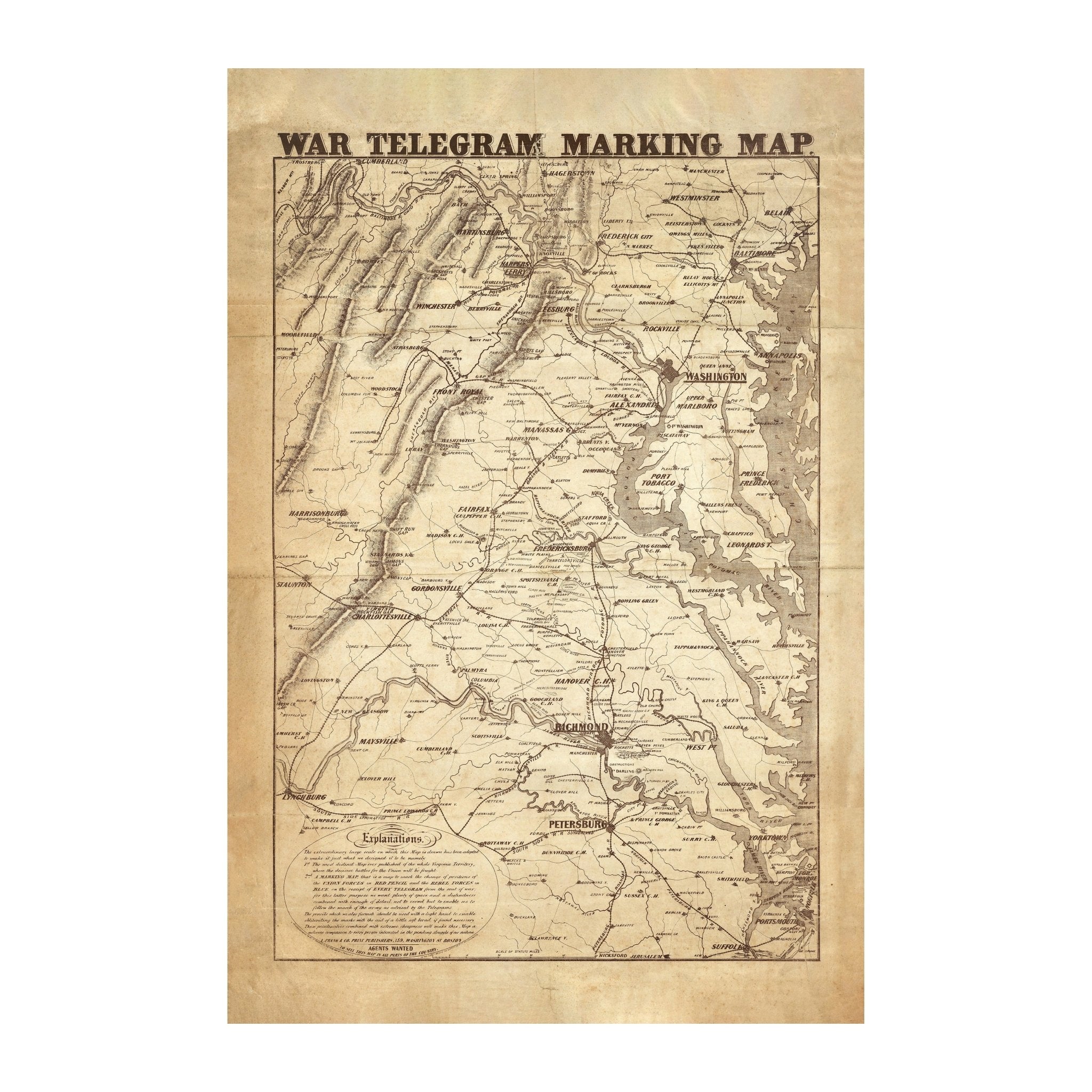 War Telegram Marking Map - Muir Way - Vintage Map