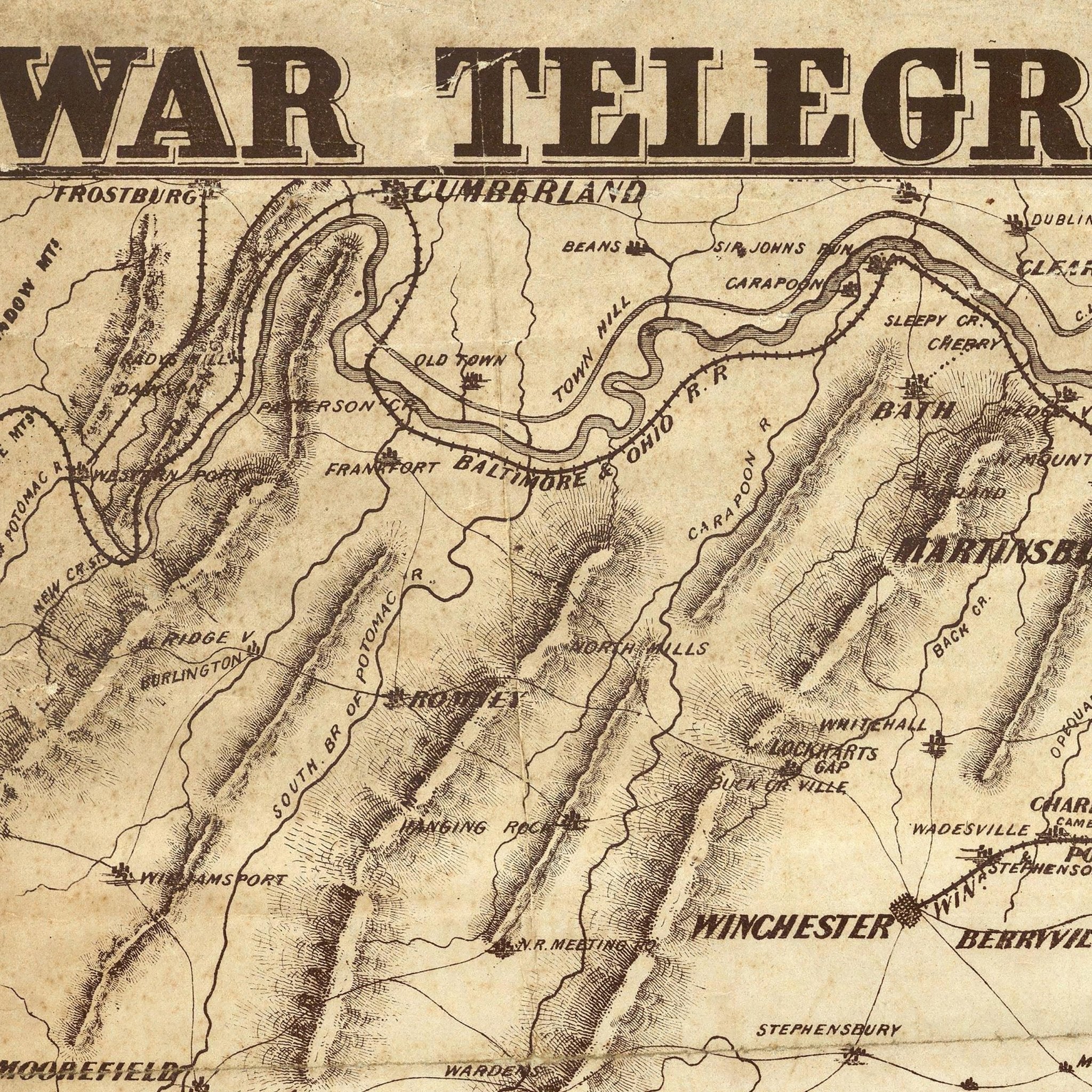 War Telegram Marking Map - Muir Way - Vintage Map