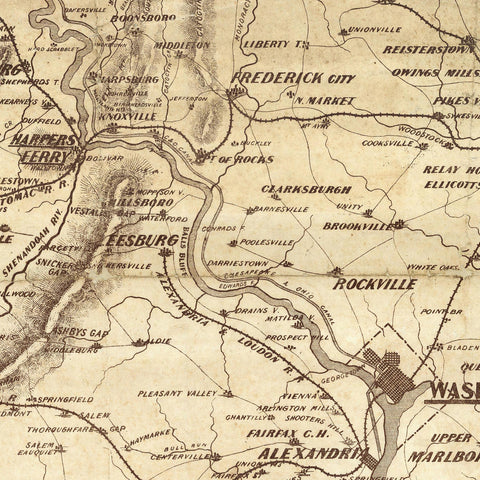 Detailed Civil War Telegram Marking Map Print from Muir Way