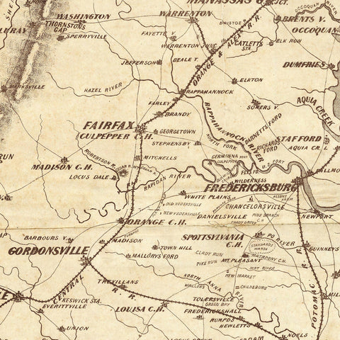 Detailed Civil War Telegram Marking Map Print from Muir Way