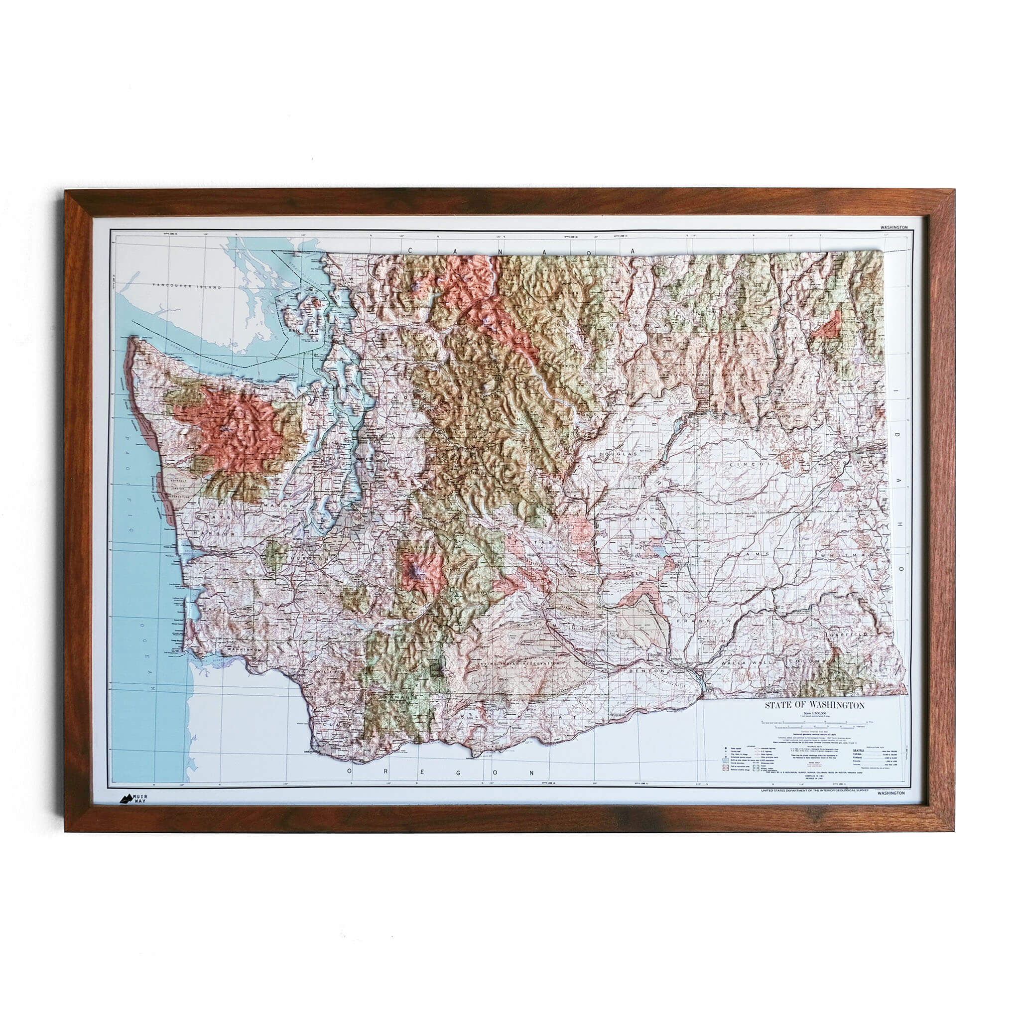 Washington 1982 3D Raised Relief Map - Muir Way - 3D