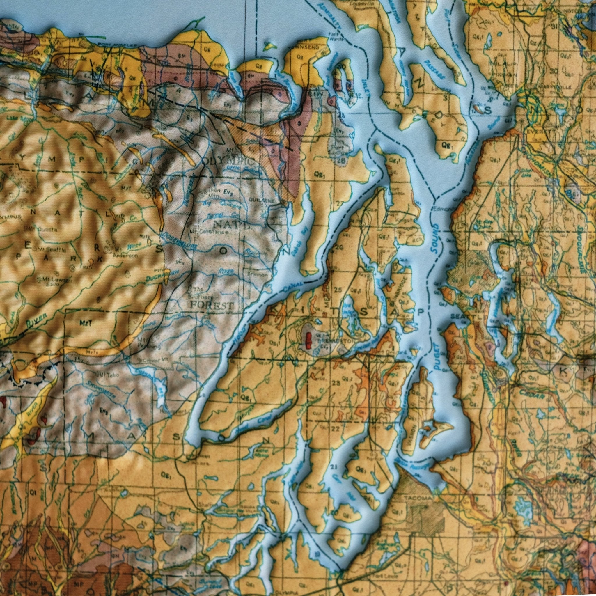 Washington 1961 3D Raised Relief Map - Muir Way - 3D