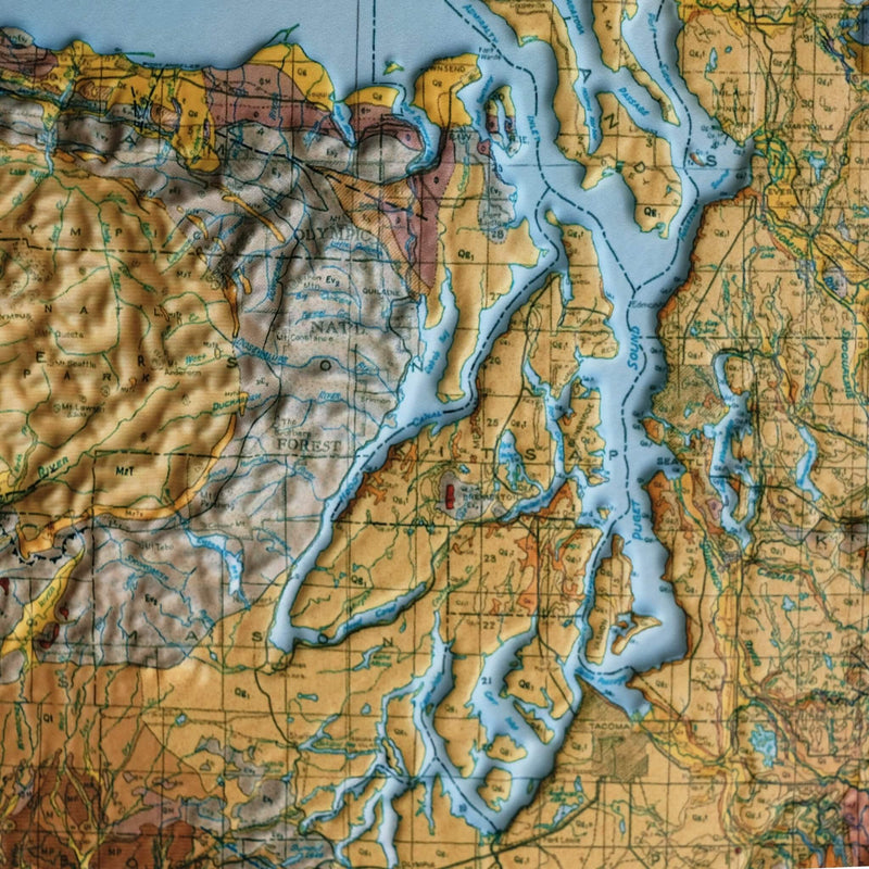 Washington 1961 3D Raised Relief Map - Muir Way - 3D
