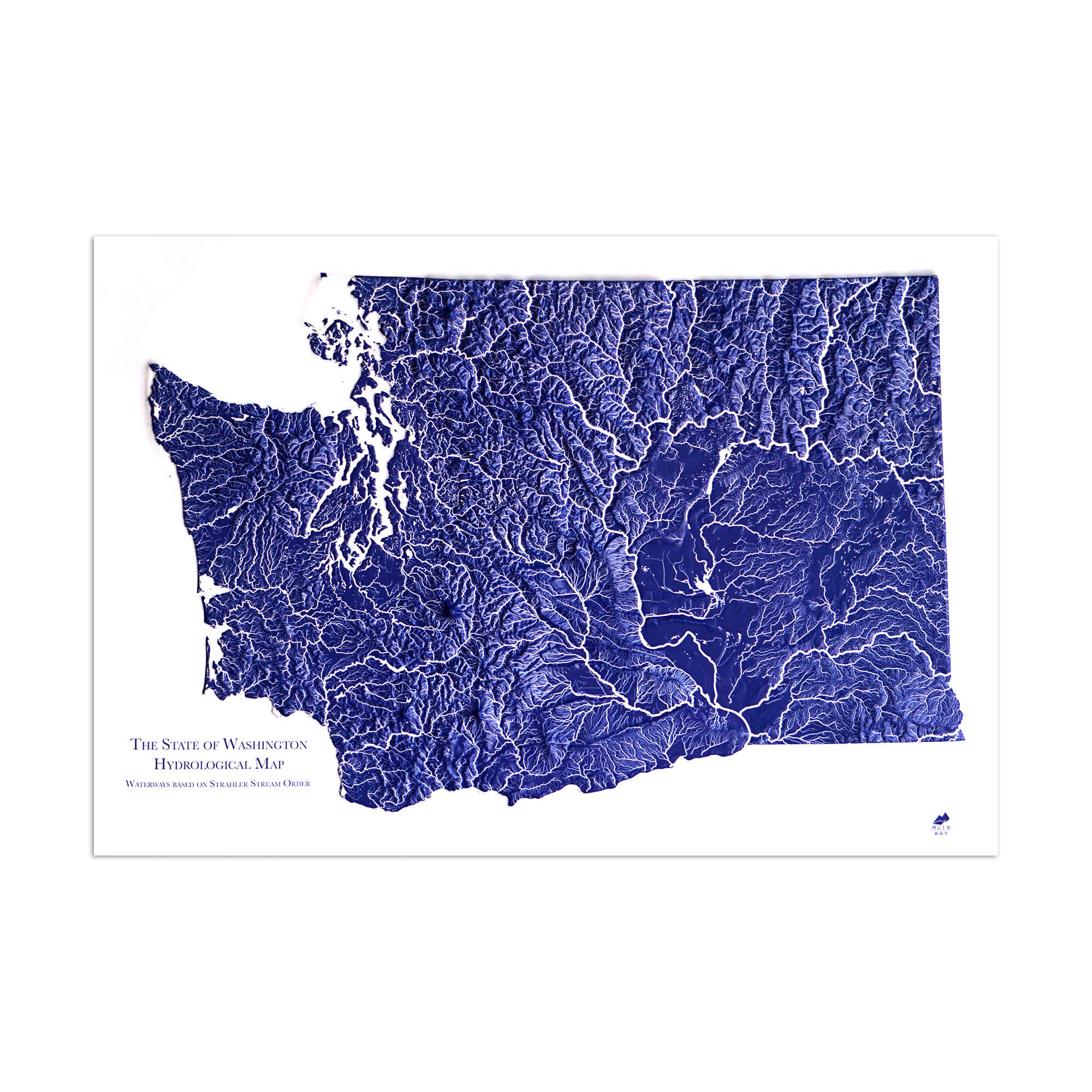 Washington Hydrological - 3D Raised Relief Map - Muir Way - 3D