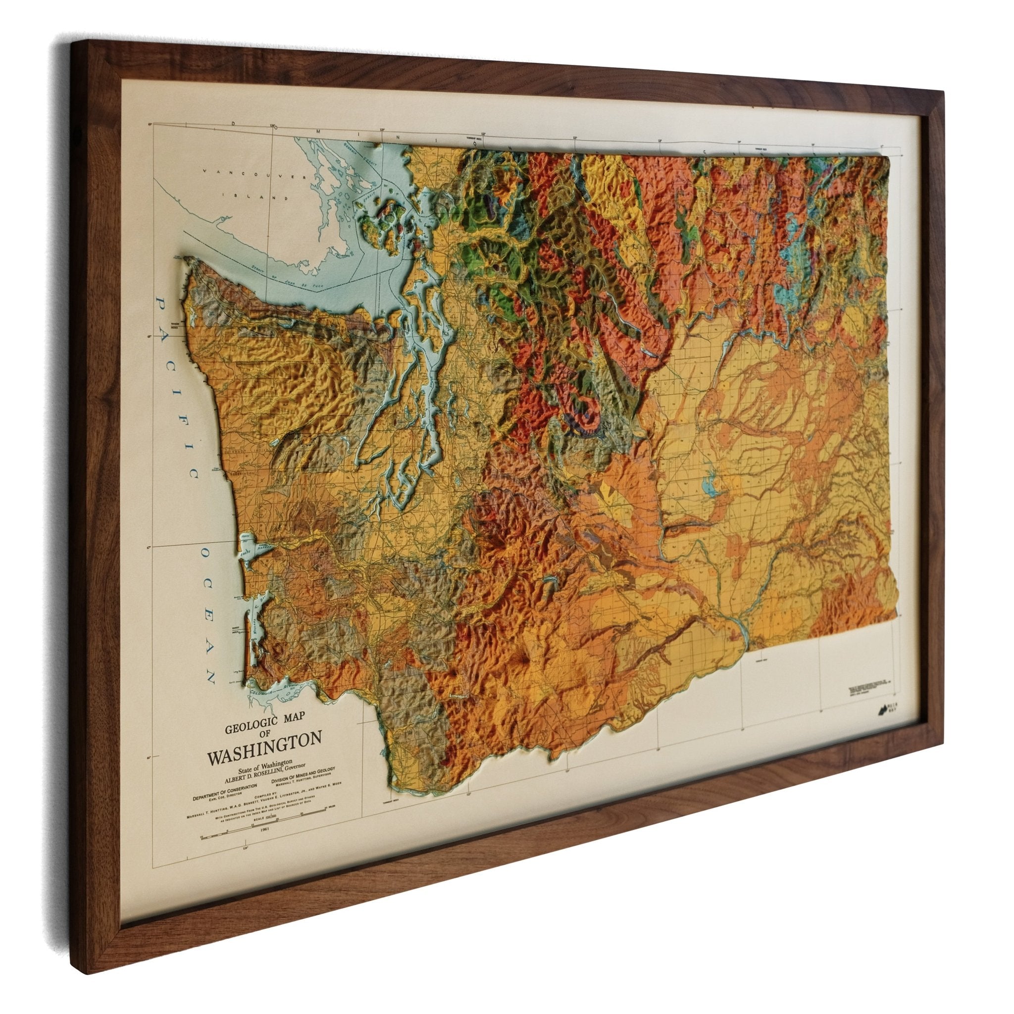 Washington 1961 3D Raised Relief Map - Muir Way - 3D
