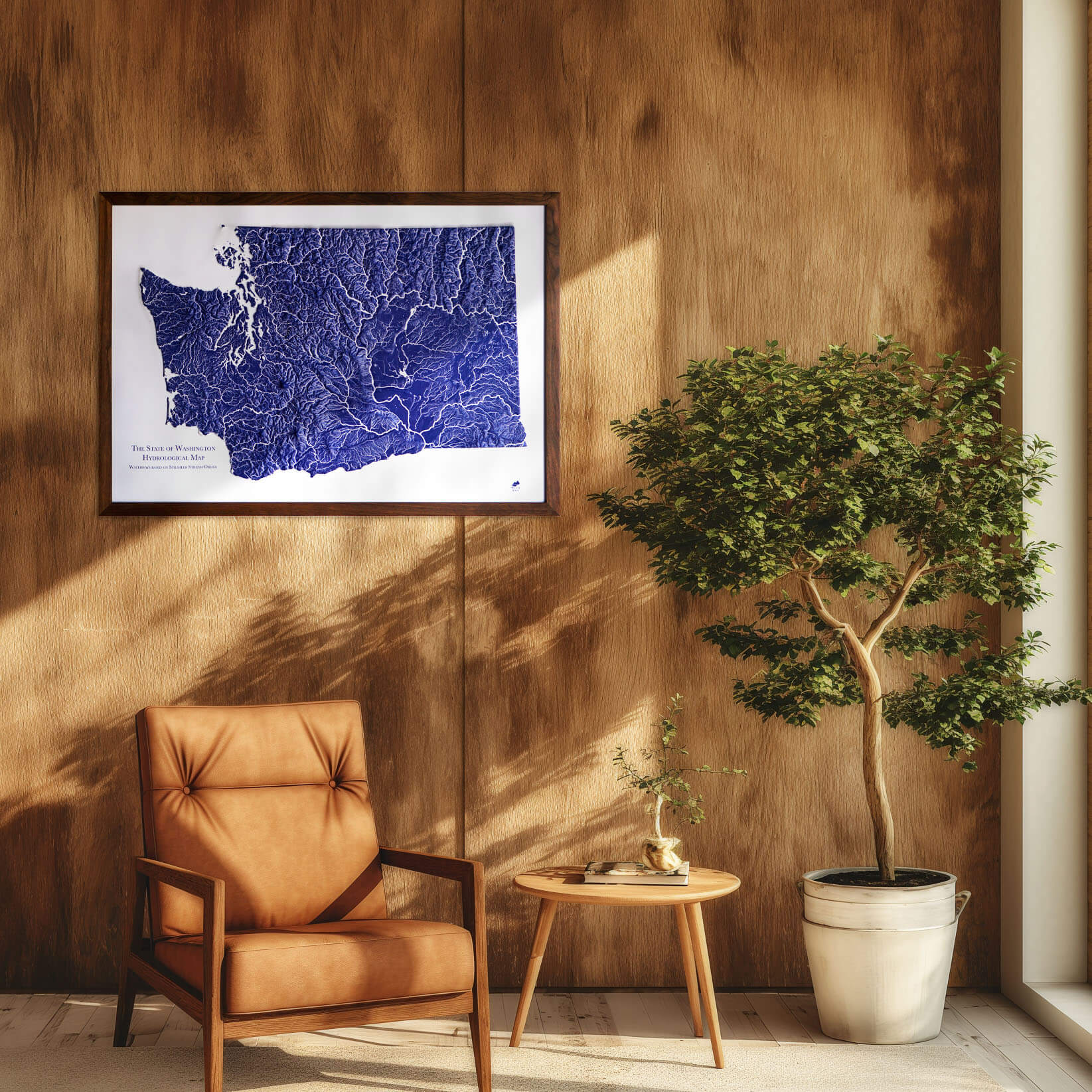 Washington Hydrological - 3D Raised Relief Map - Muir Way - 3D