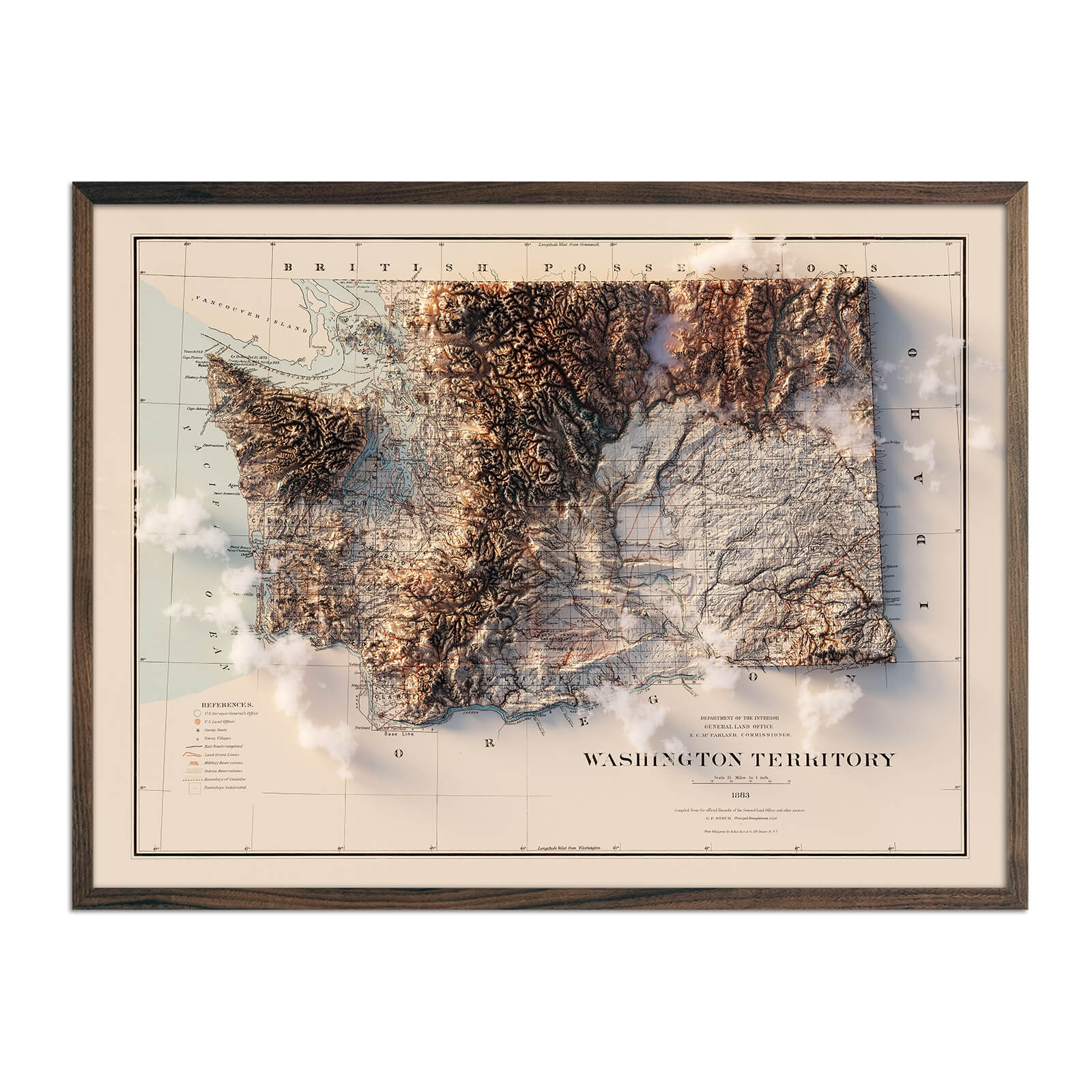 Washington Relief, Topological, & Elevation Maps - Muir Way