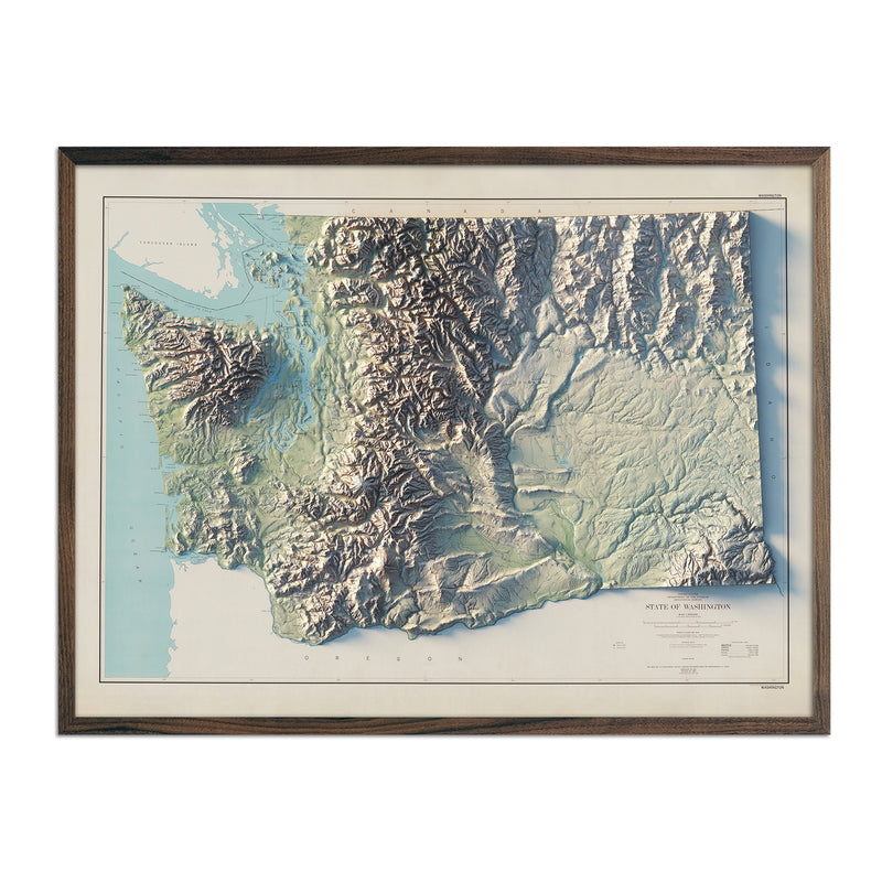 Washington 1968 Shaded Relief Map - Muir Way - Vintage Relief