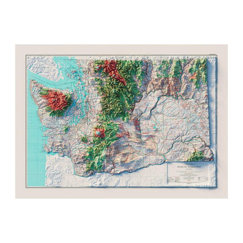 Washington 1982 Shaded Relief Map - Muir Way - Vintage Relief