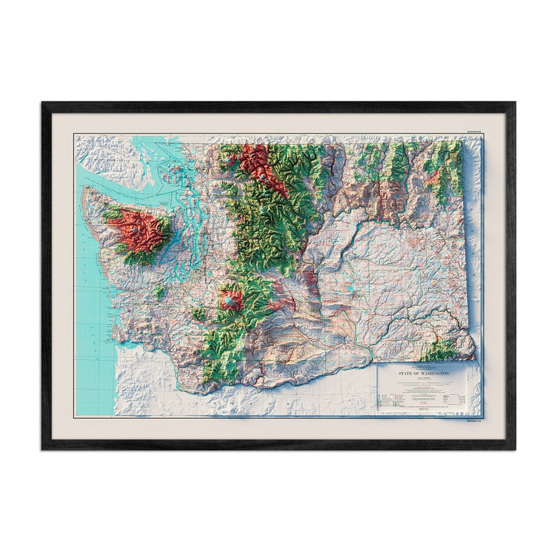 Washington 1982 Shaded Relief Map - Muir Way - Vintage Relief