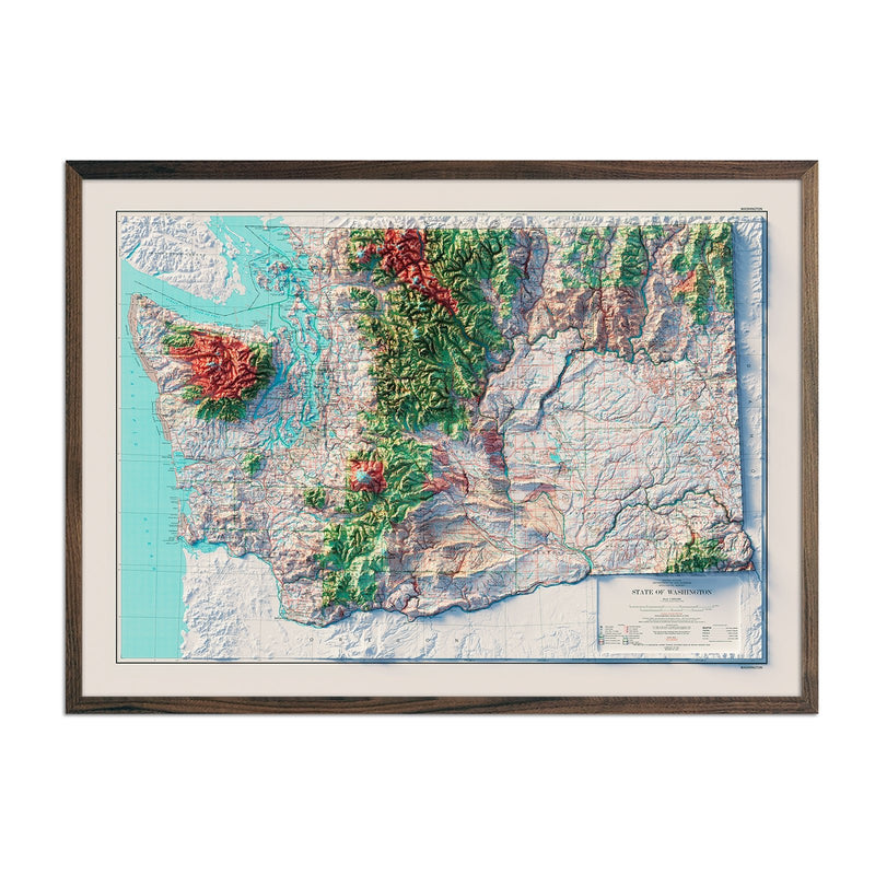 Washington 1982 Shaded Relief Map - Muir Way - Vintage Relief