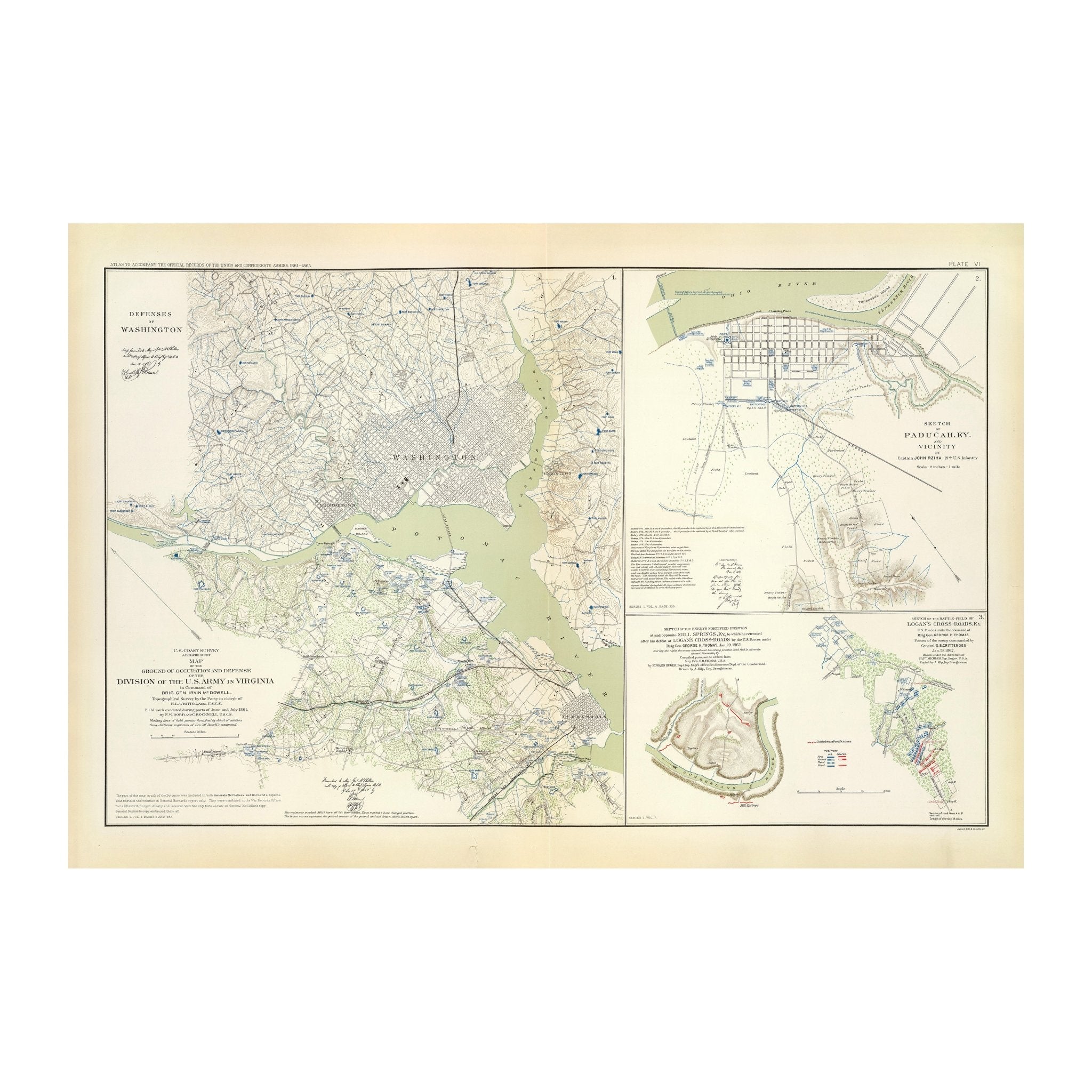 Washington Defenses - Muir Way - Vintage Map