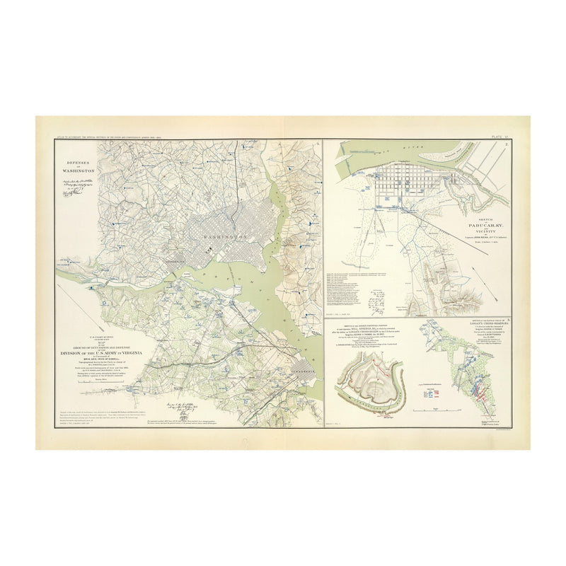 Washington Defenses - Muir Way - Vintage Map