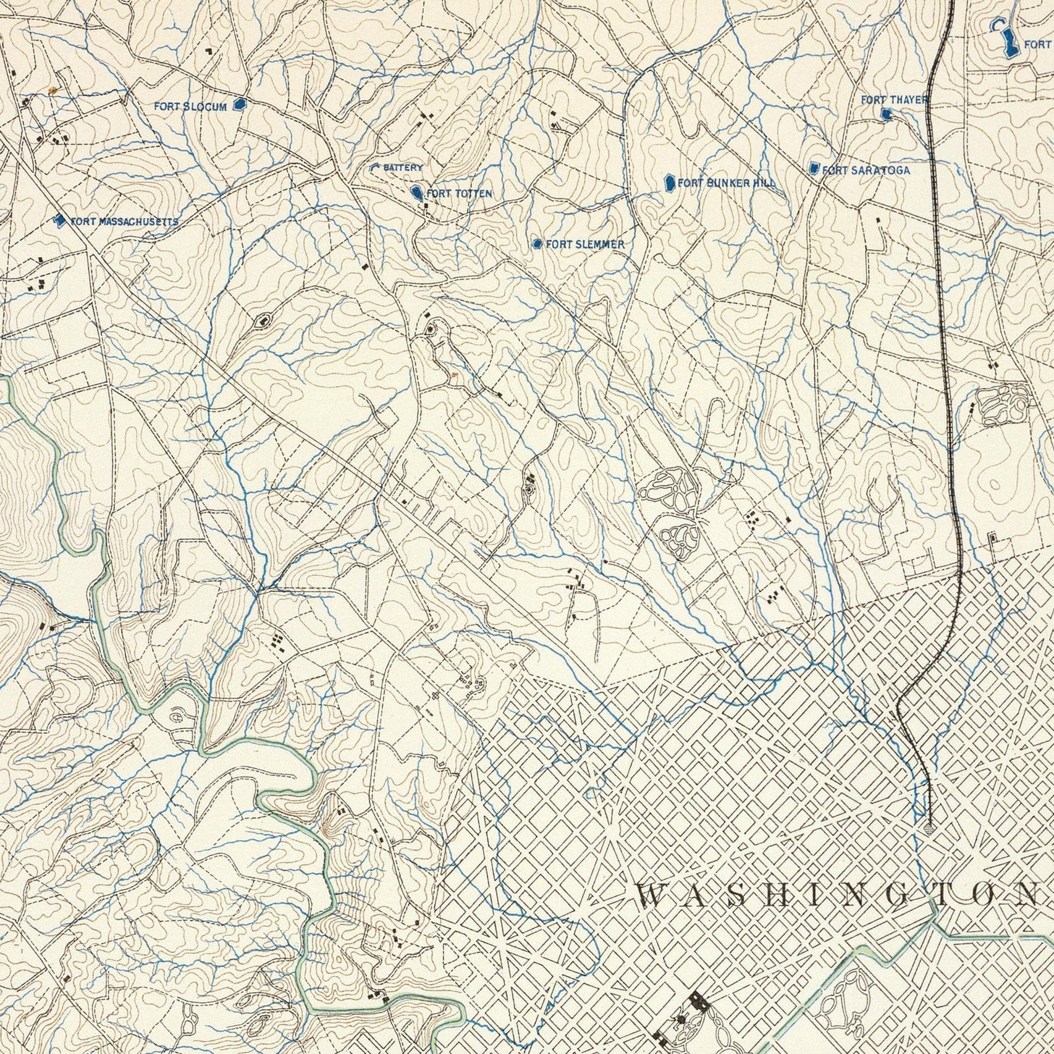 Washington Defenses - Muir Way - Vintage Map