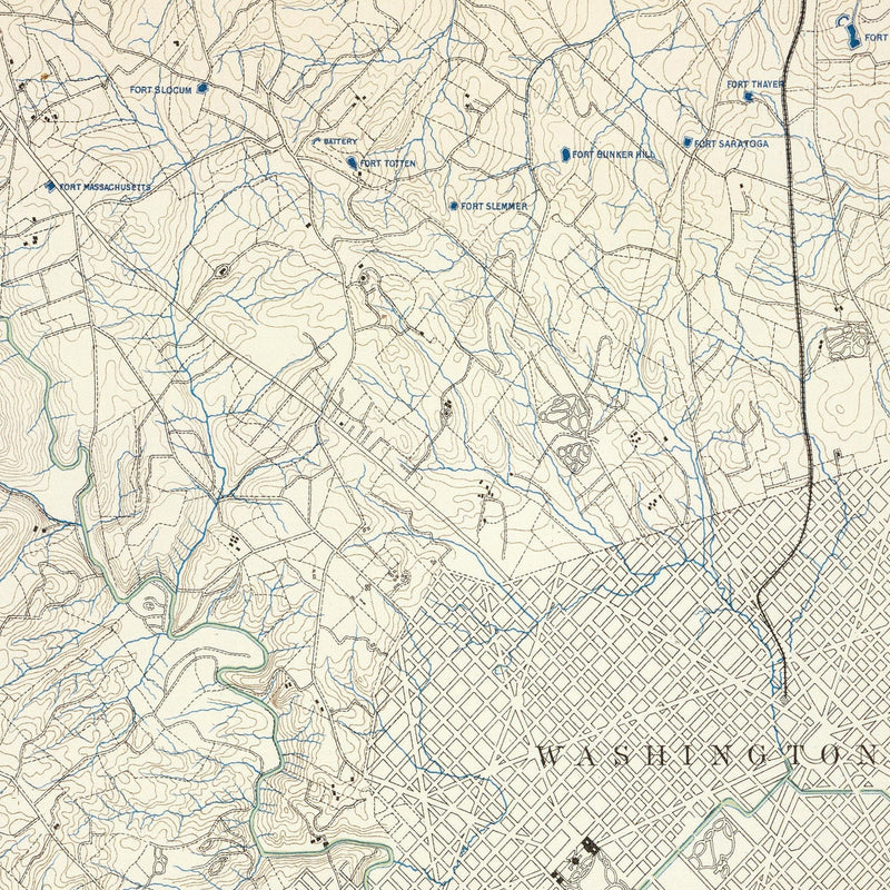 Washington Defenses - Muir Way - Vintage Map