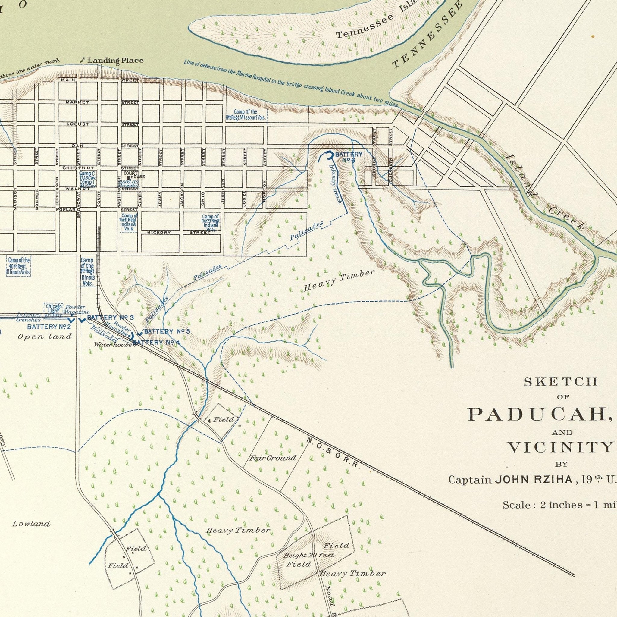 Washington Defenses - Muir Way - Vintage Map