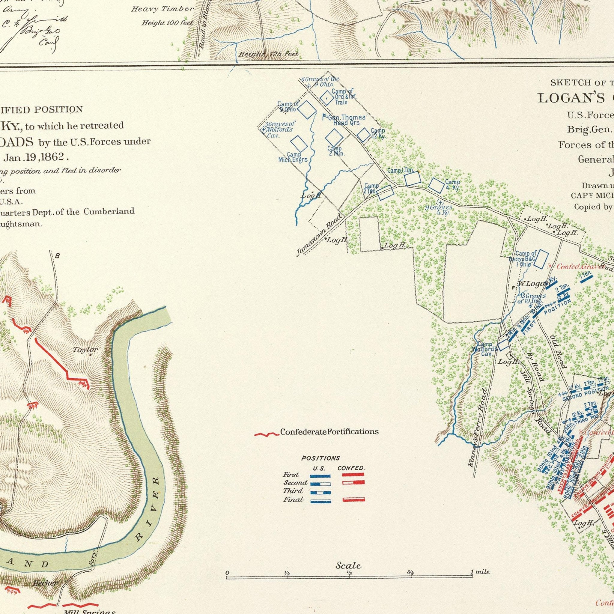 Washington Defenses - Muir Way - Vintage Map