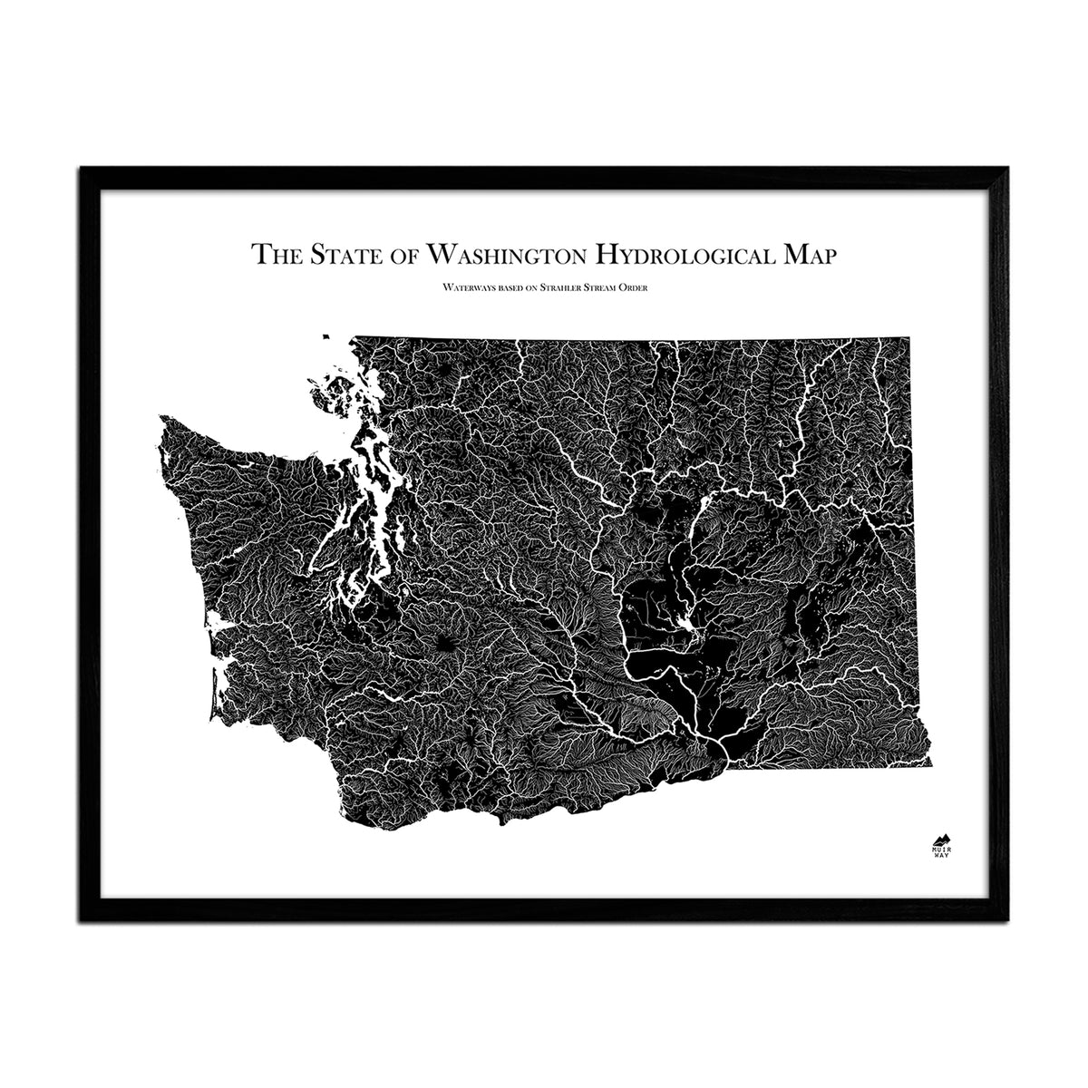 Washington Hydrology Series Map | Map of rivers, streams & more – Muir Way