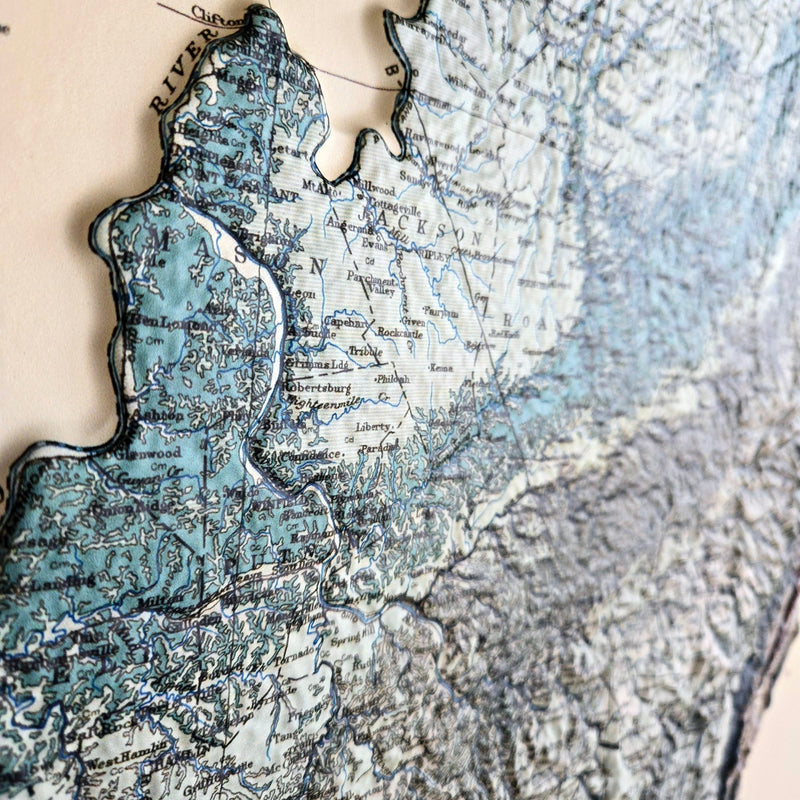 West Virginia 1932 3D Raised Relief Map - Muir Way - 3D