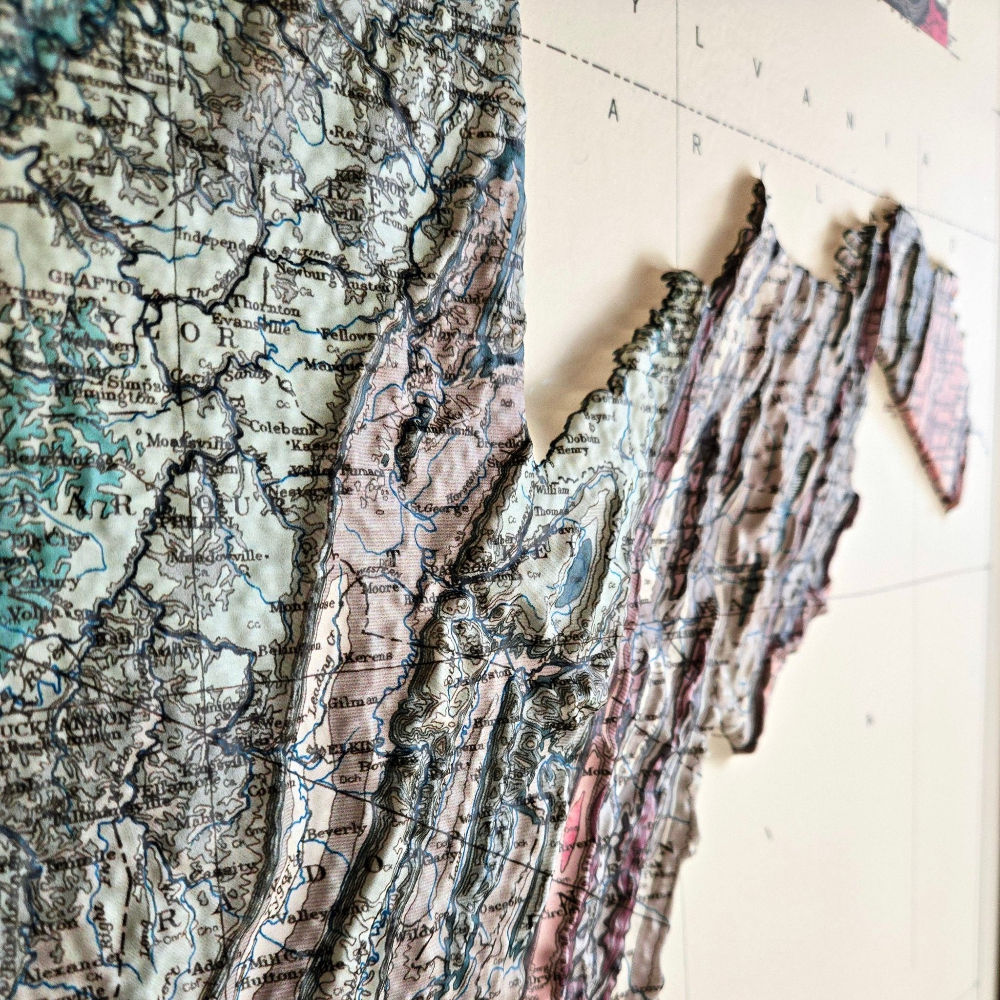 Raised Relief 3D Map of West Virginia from 1932 | Muir Way