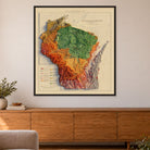 Wisconsin 1965 Shaded Relief Map – XL Canvas - Muir Way - XL Canvas