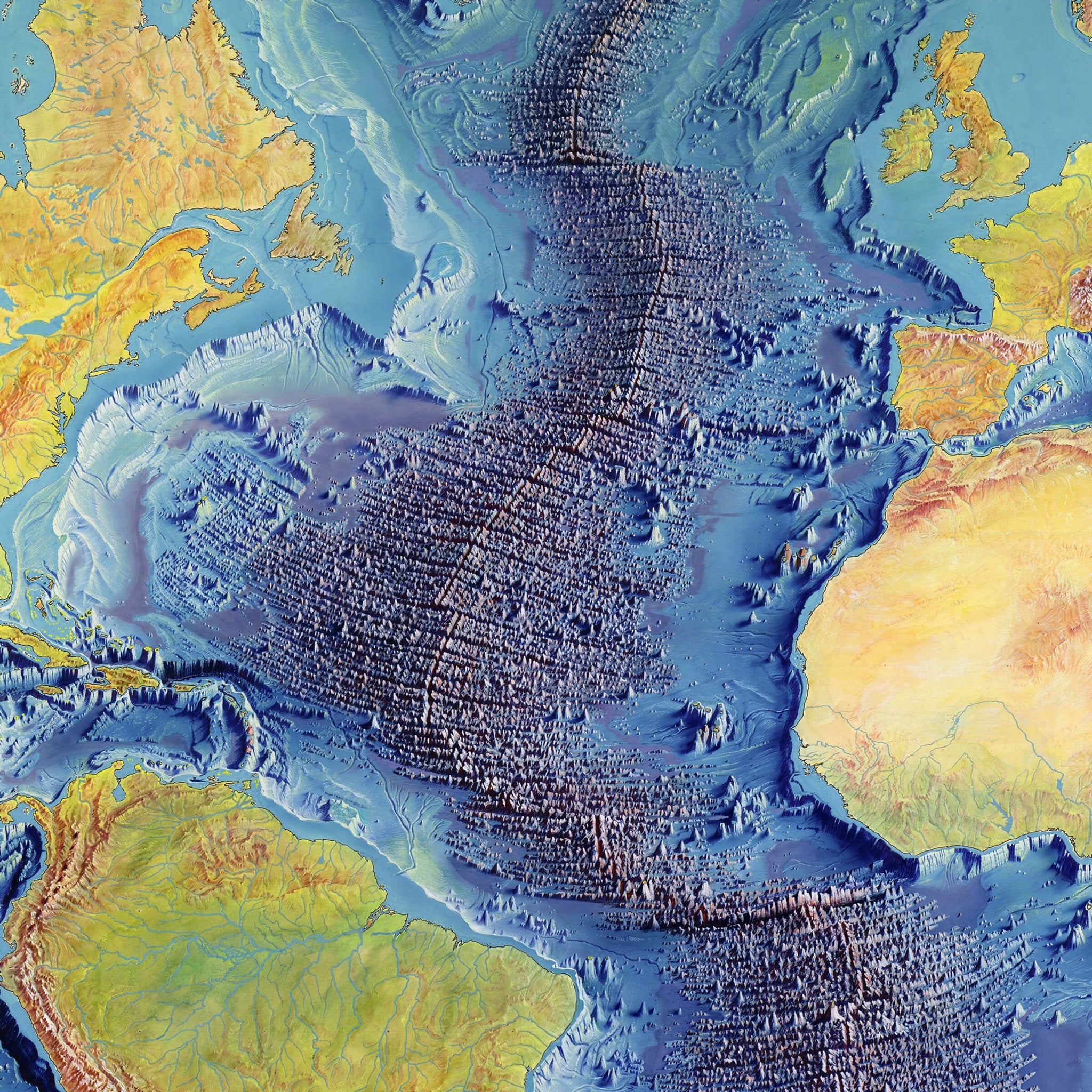 World Ocean Floor Map by Heinrich Berann - Muir Way - Vintage Relief
