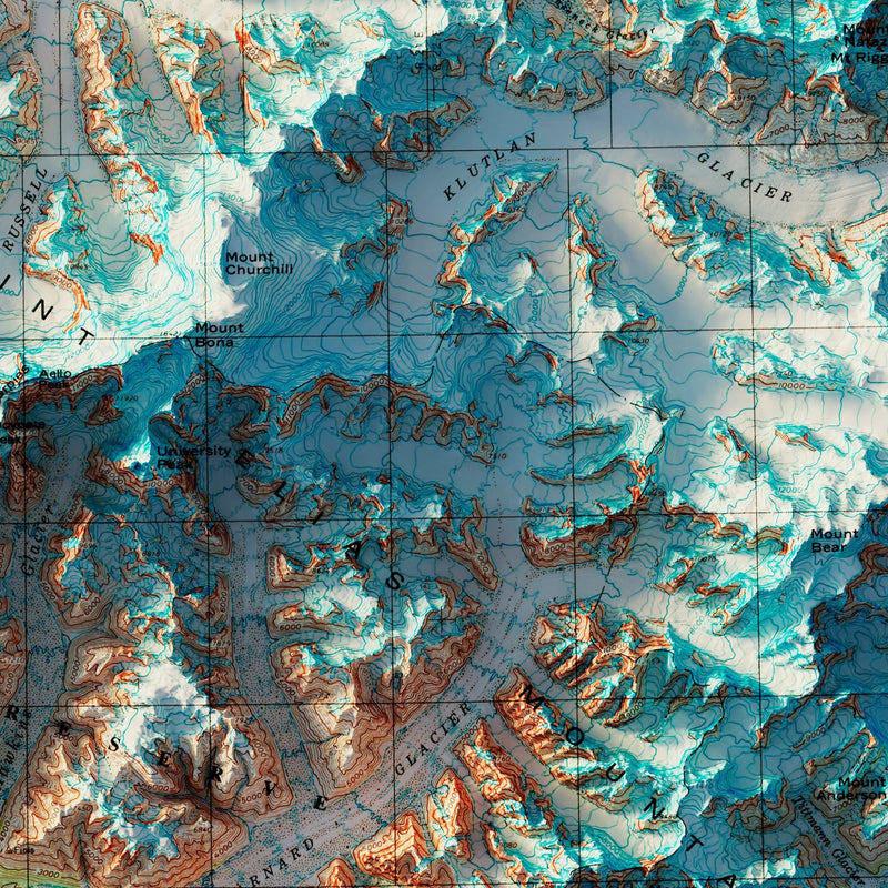 Wrangell - St. Elias, Alaska 1960 Shaded Relief Map - Muir Way - Vintage Relief