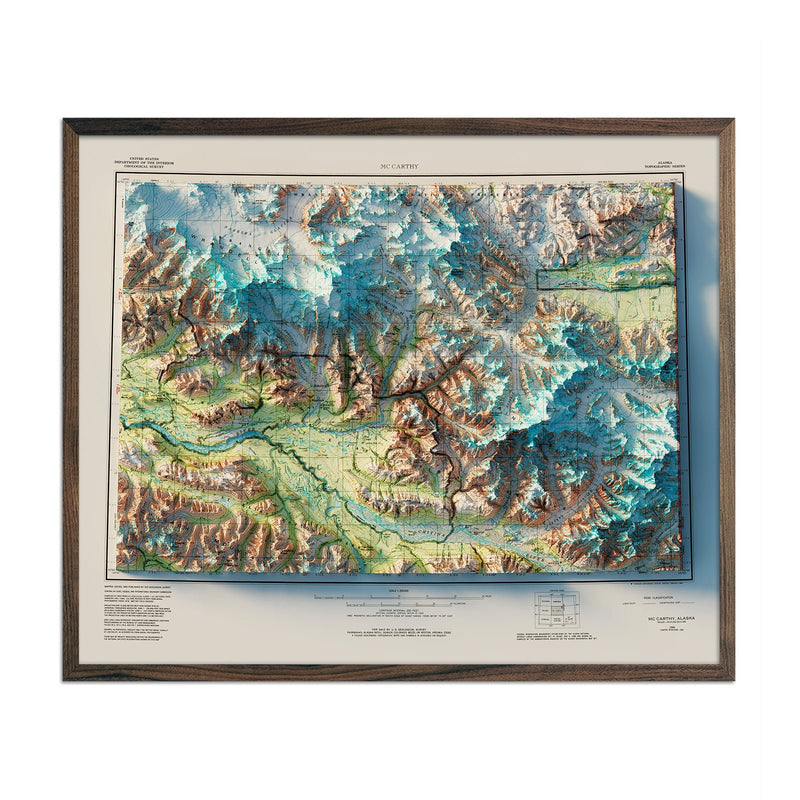Wrangell - St. Elias, Alaska 1960 Shaded Relief Map - Muir Way - Vintage Relief