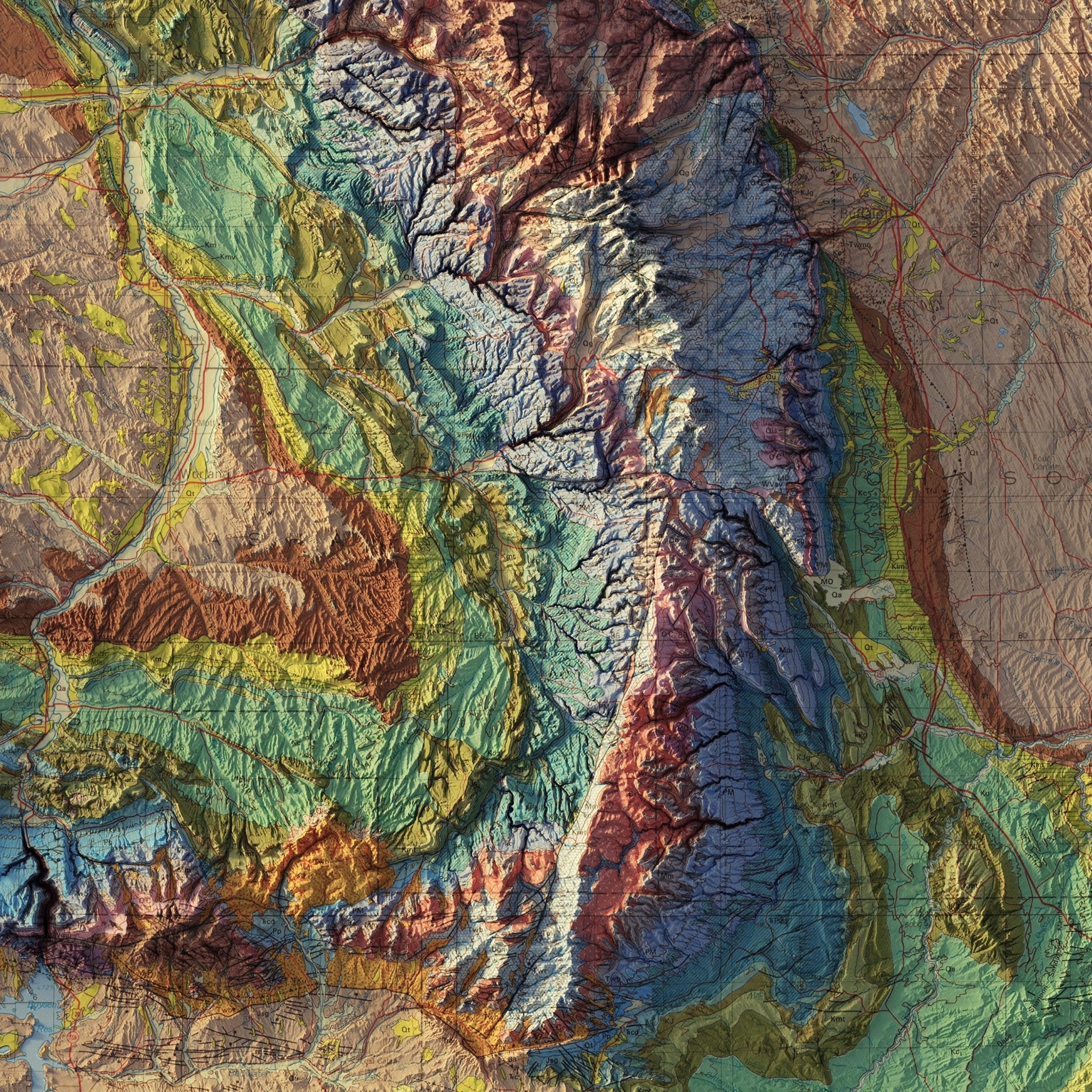 Wyoming 1985 Shaded Relief Map - Muir Way - Vintage Relief