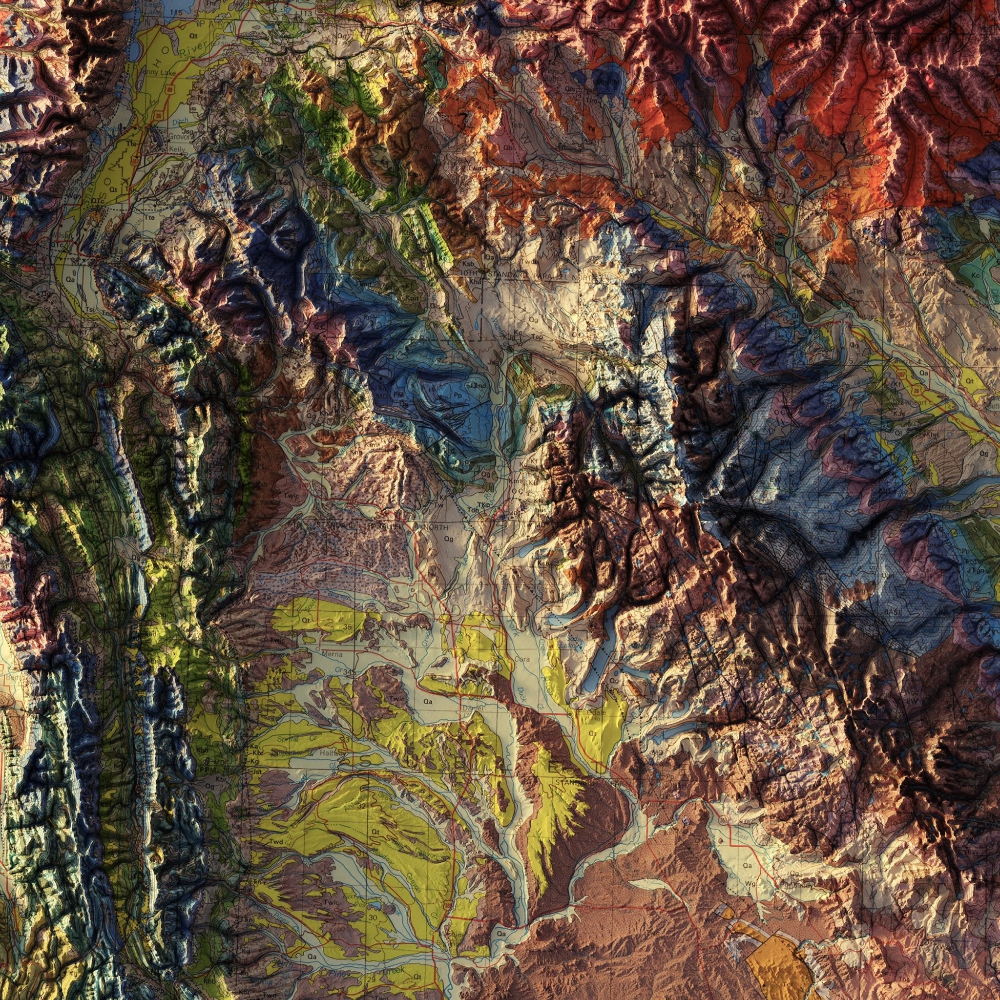 Wyoming 1985 Shaded Relief Map - Muir Way - Vintage Relief