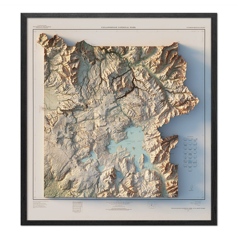 Yellowstone 1961 Shaded Relief Map - Muir Way - Vintage Relief